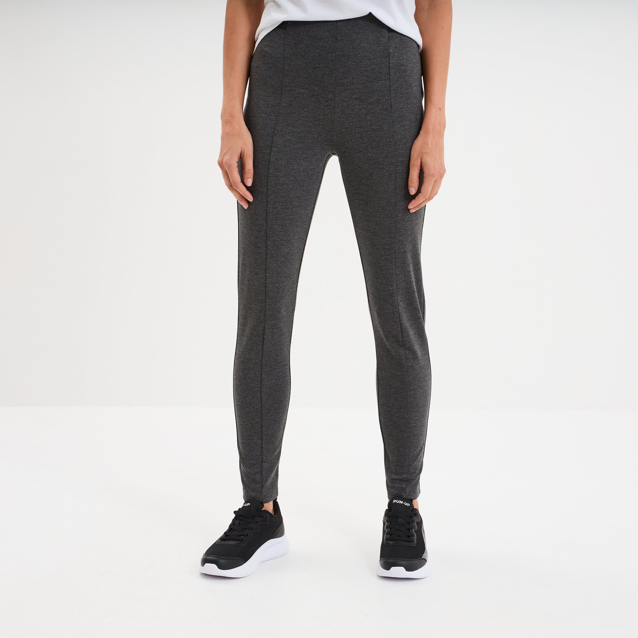 Legging taille haute &eacute;lastiqu&eacute;e gris fonc&eacute; femme