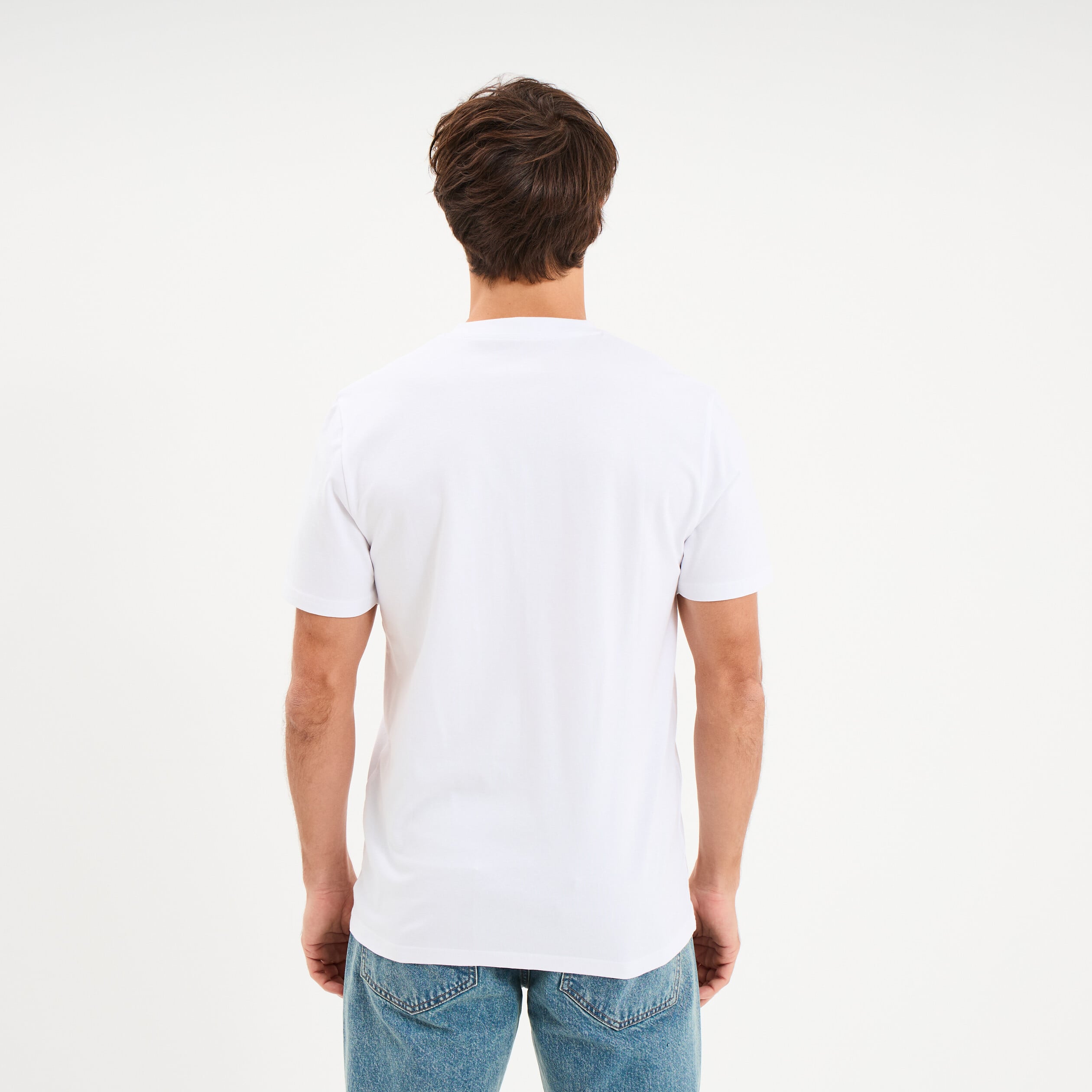 T-shirt col V slim stretch blanc homme