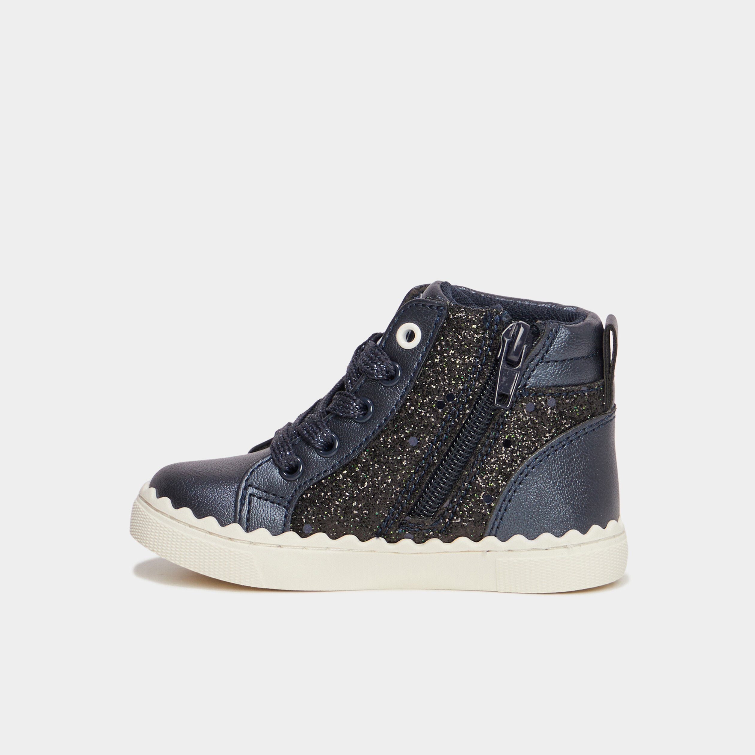 Baskets montantes zippées Creeks bleu marine bébé fille