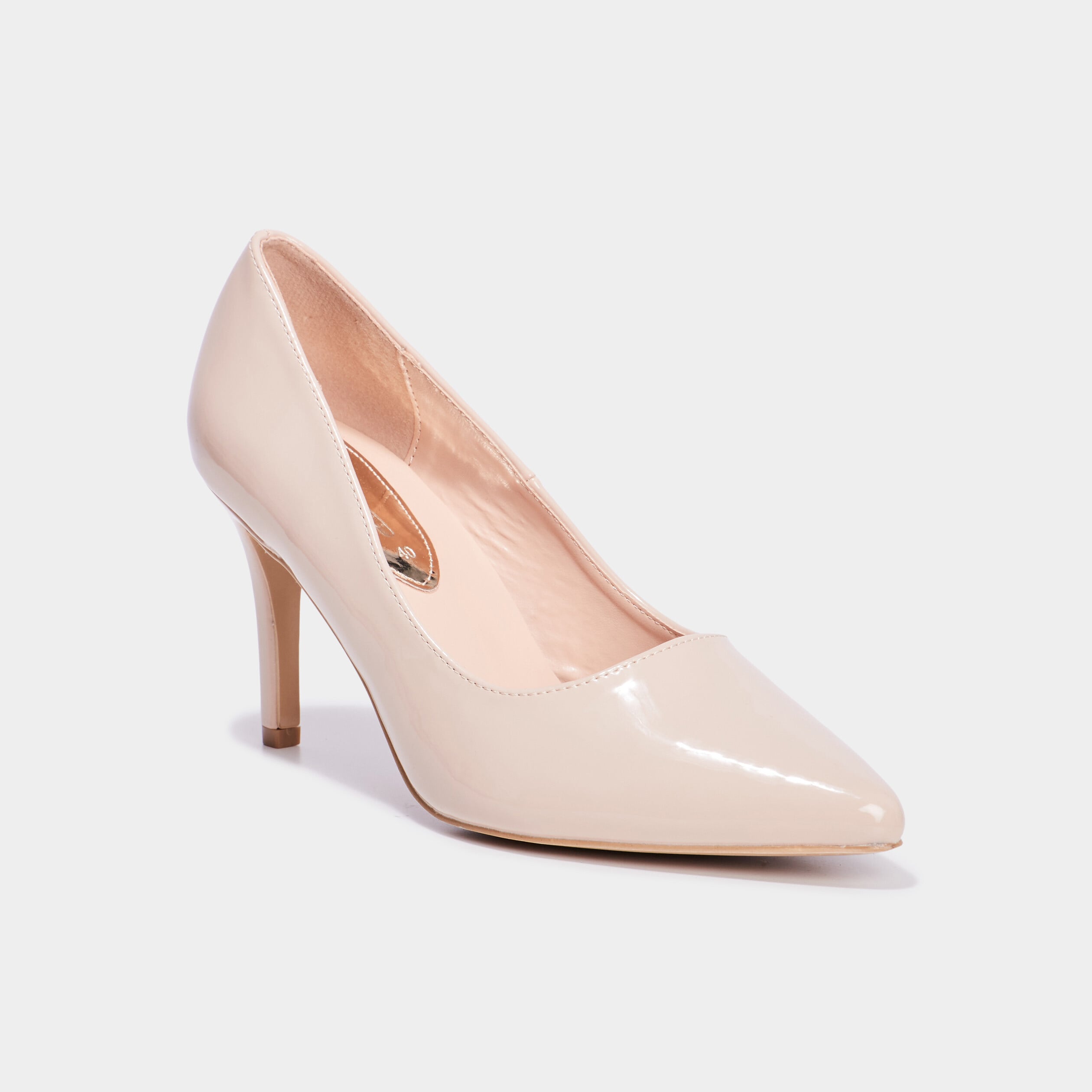 Escarpins vernis &agrave; talons beige femme