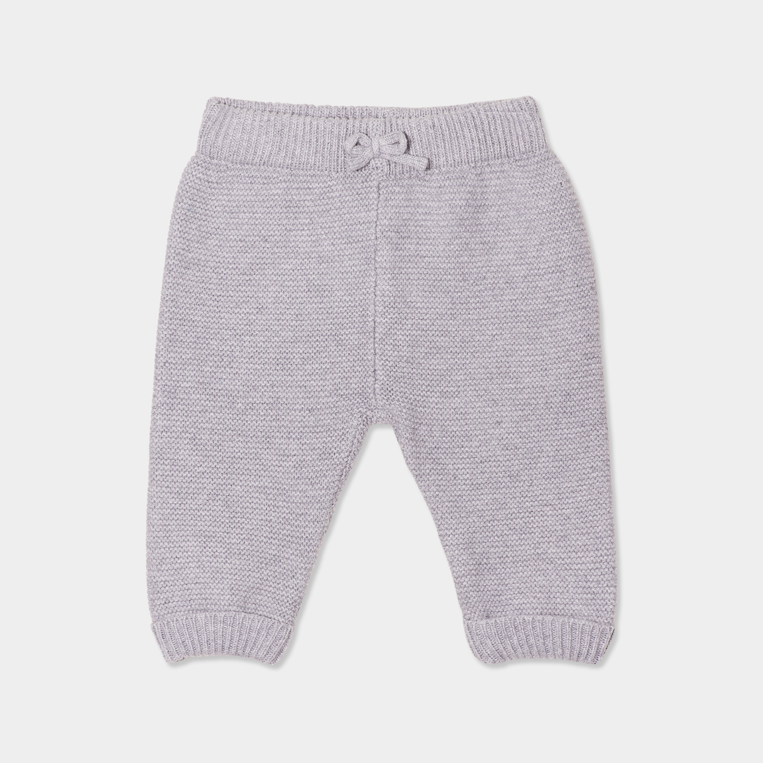Pantalon tricot coton gris clair bébé