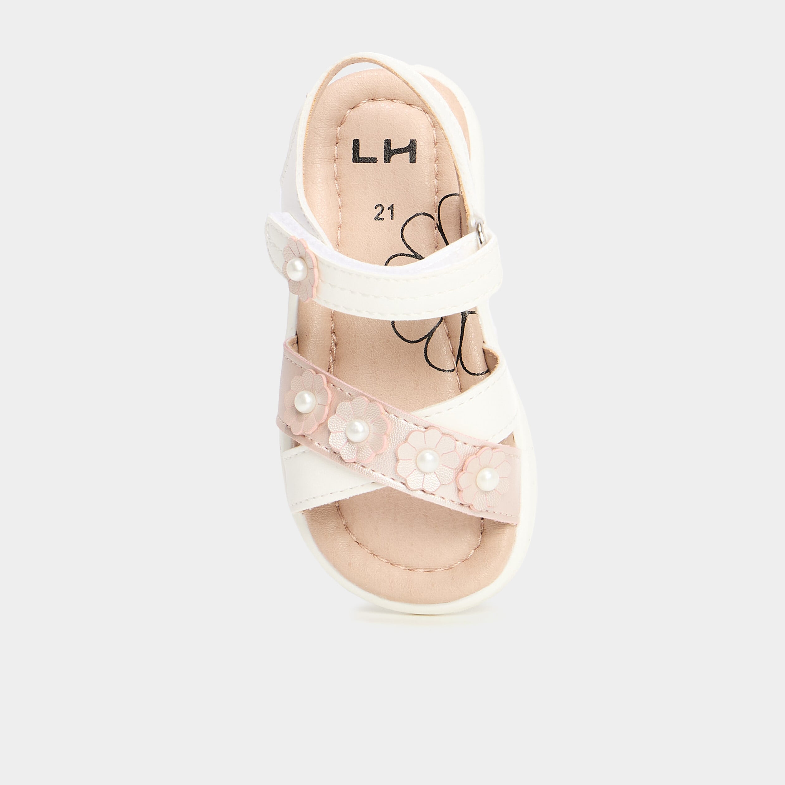 Sandales c&eacute;r&eacute;monie brides fleurs blanc b&eacute;b&eacute; fille