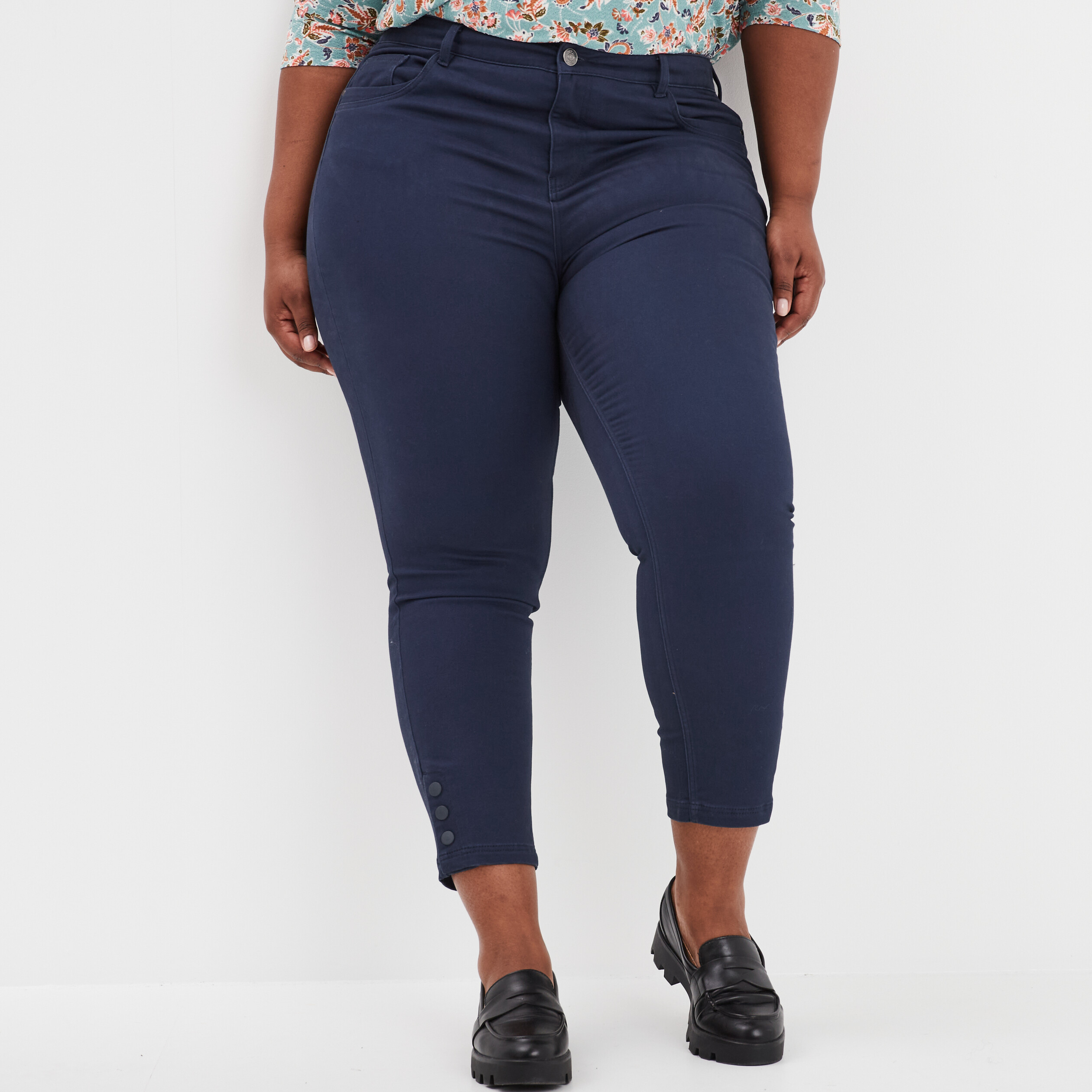 Pantalon slim bleu marine femme grande taille