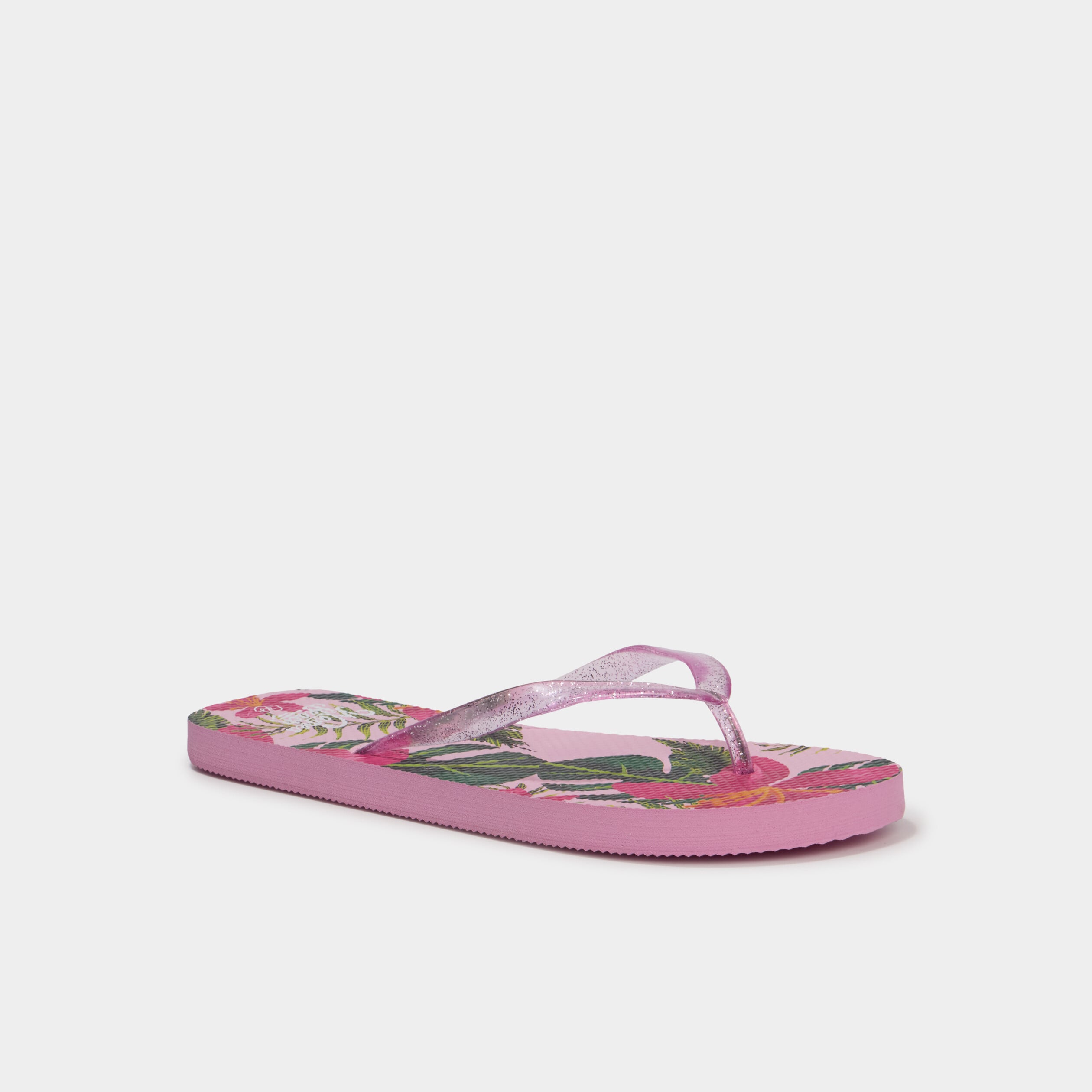 Tongs entredoigts &agrave; paillettes rose femme