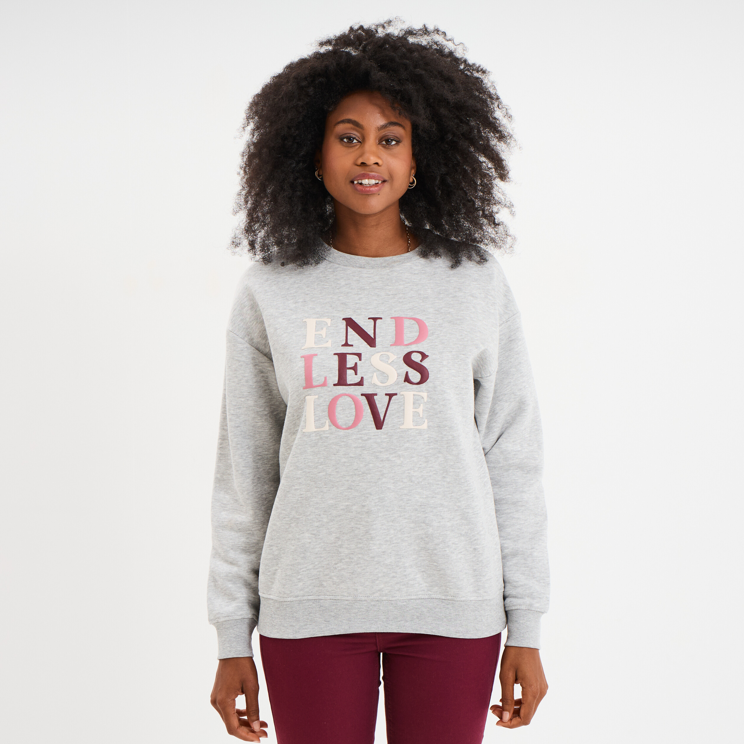 sweat col rond manches longues gris femme Sweat col rond manches longues gris femme