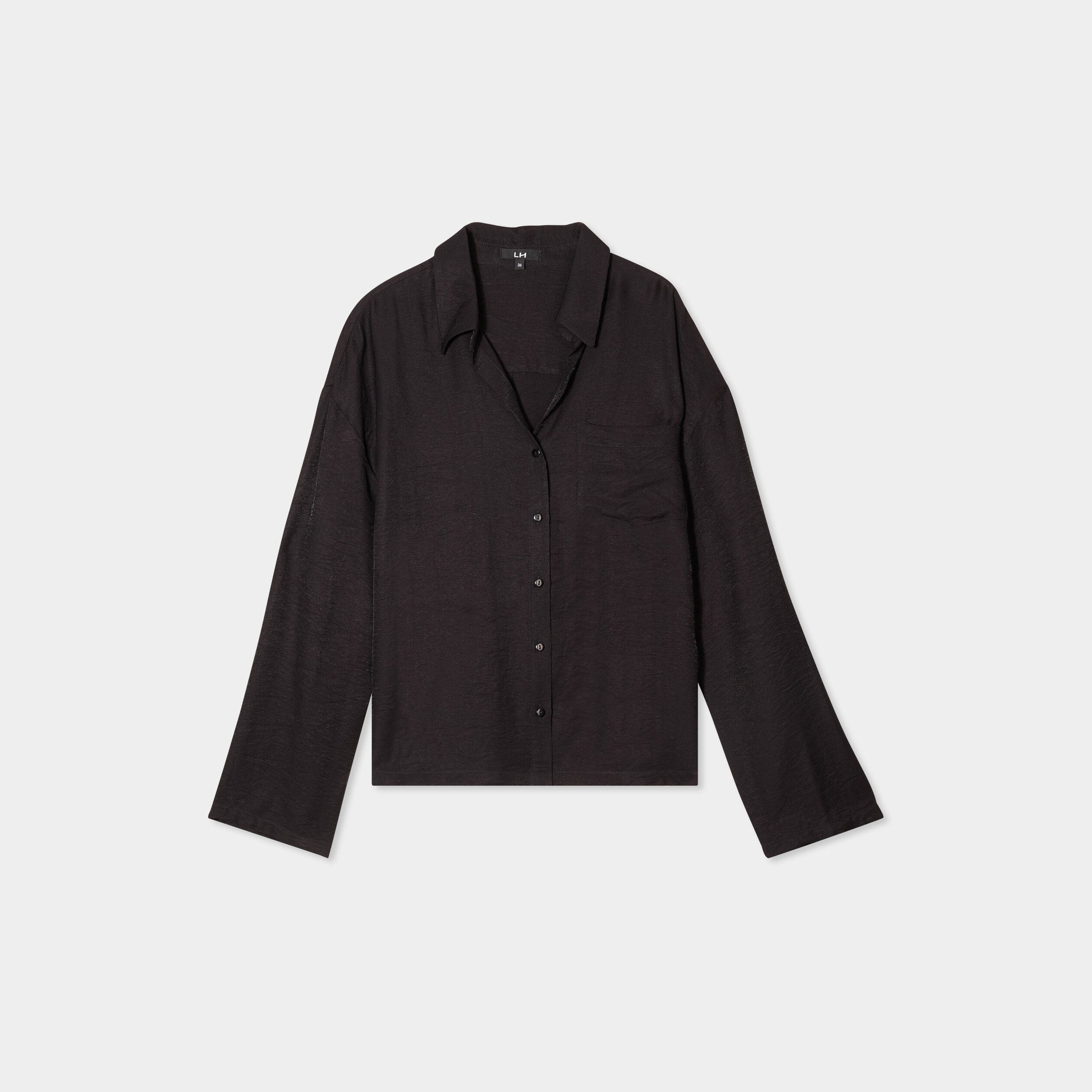 chemise manches retroussables noir femme Chemise manches retroussables noir femme