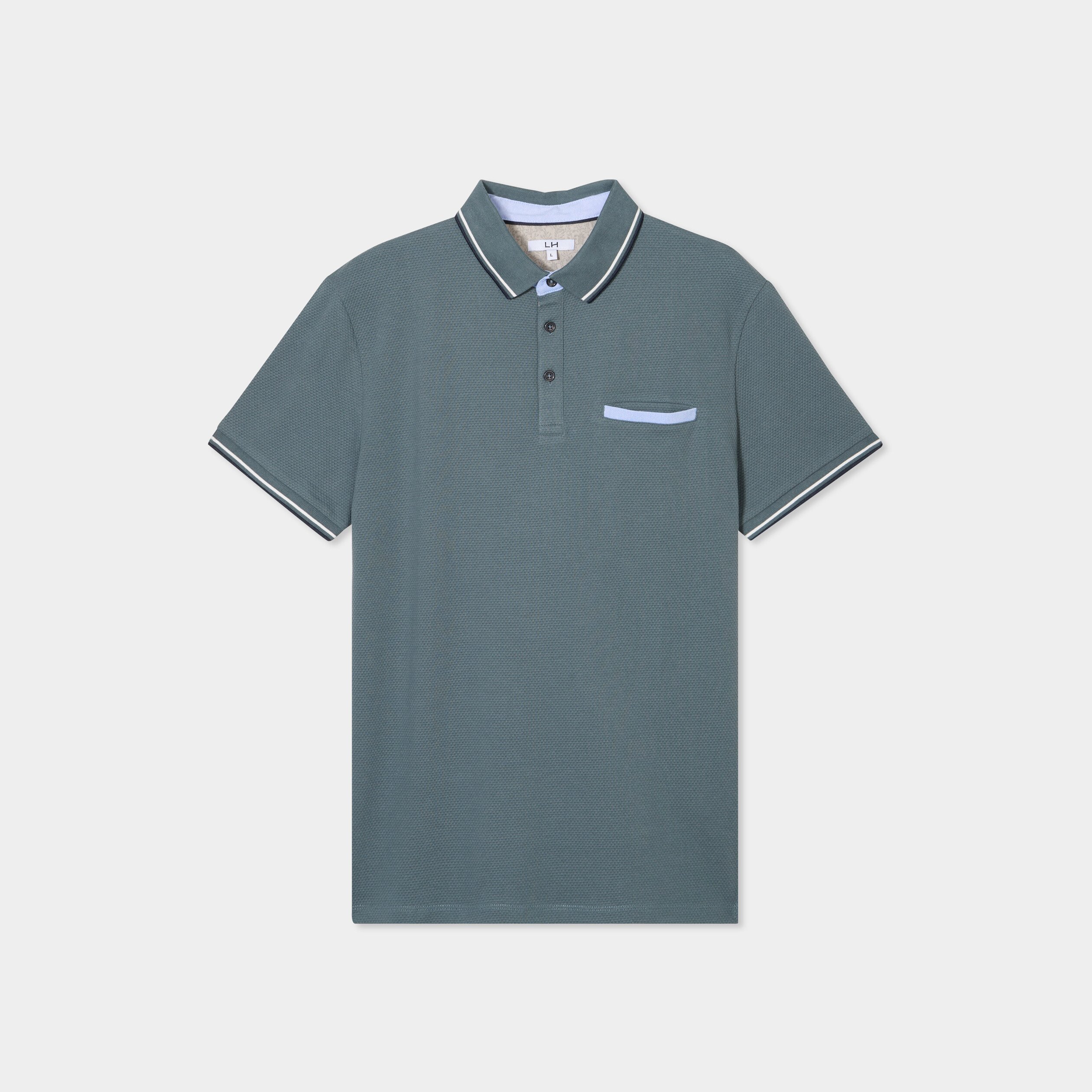 polo manches courtes 1 poche coton vert fonce homme Polo manches courtes 1 poche coton vert foncé homme