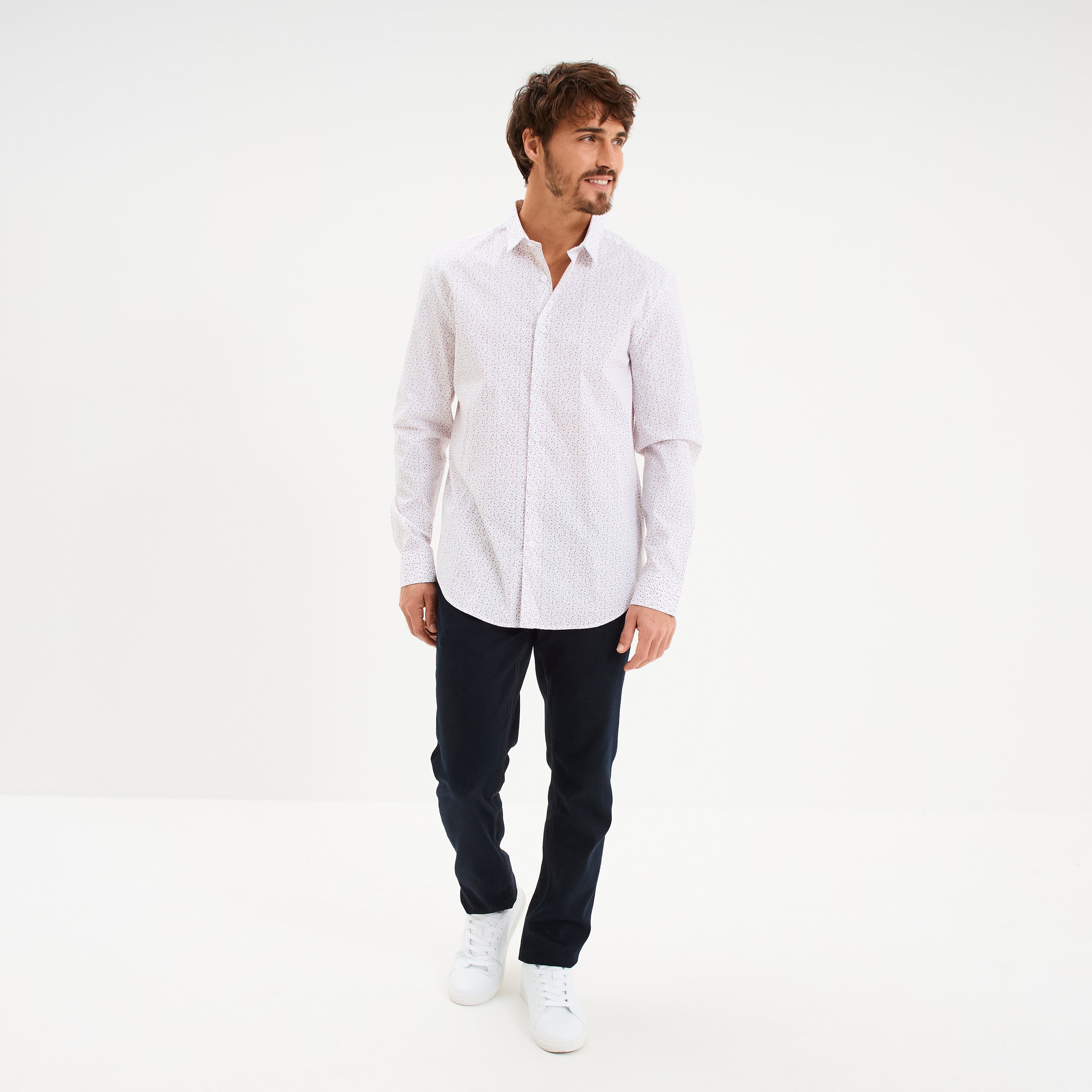 Chemise ajust&eacute;e manches longues blanc homme