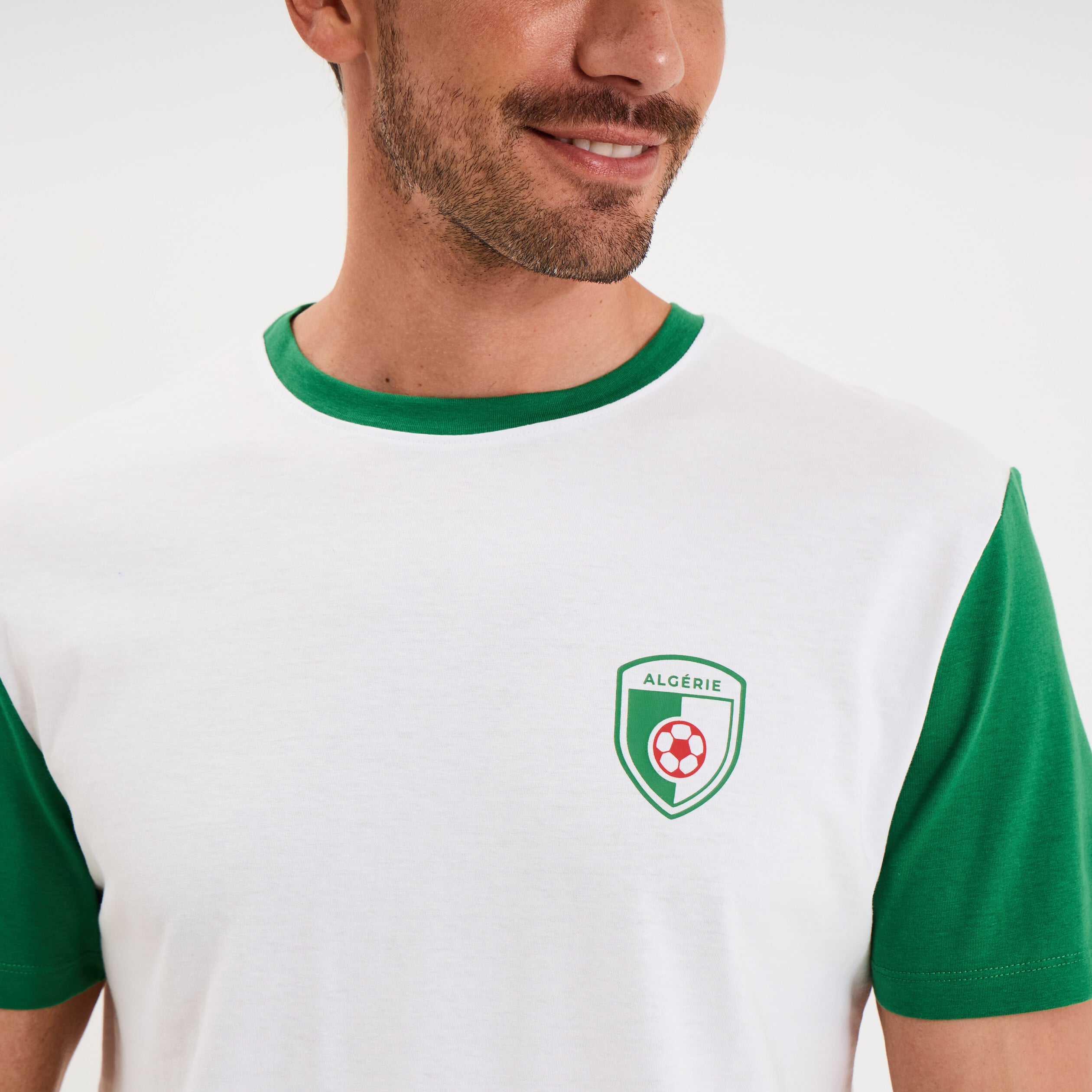 T-shirt maillot de football Alg&eacute;rie blanc mixte