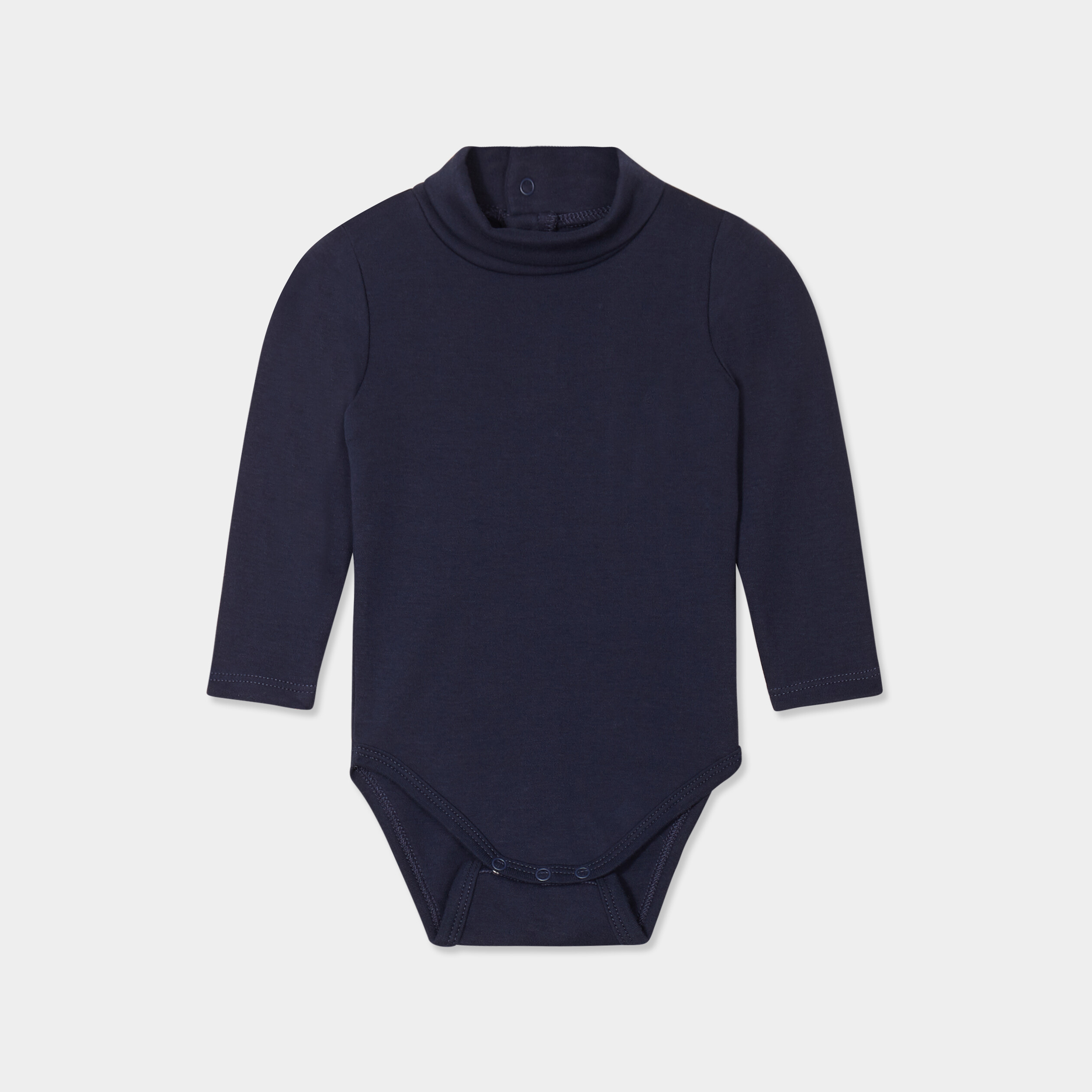 Body col roul&eacute; manches longues coton bleu marine b&eacute;b&eacute; gar&ccedil;on