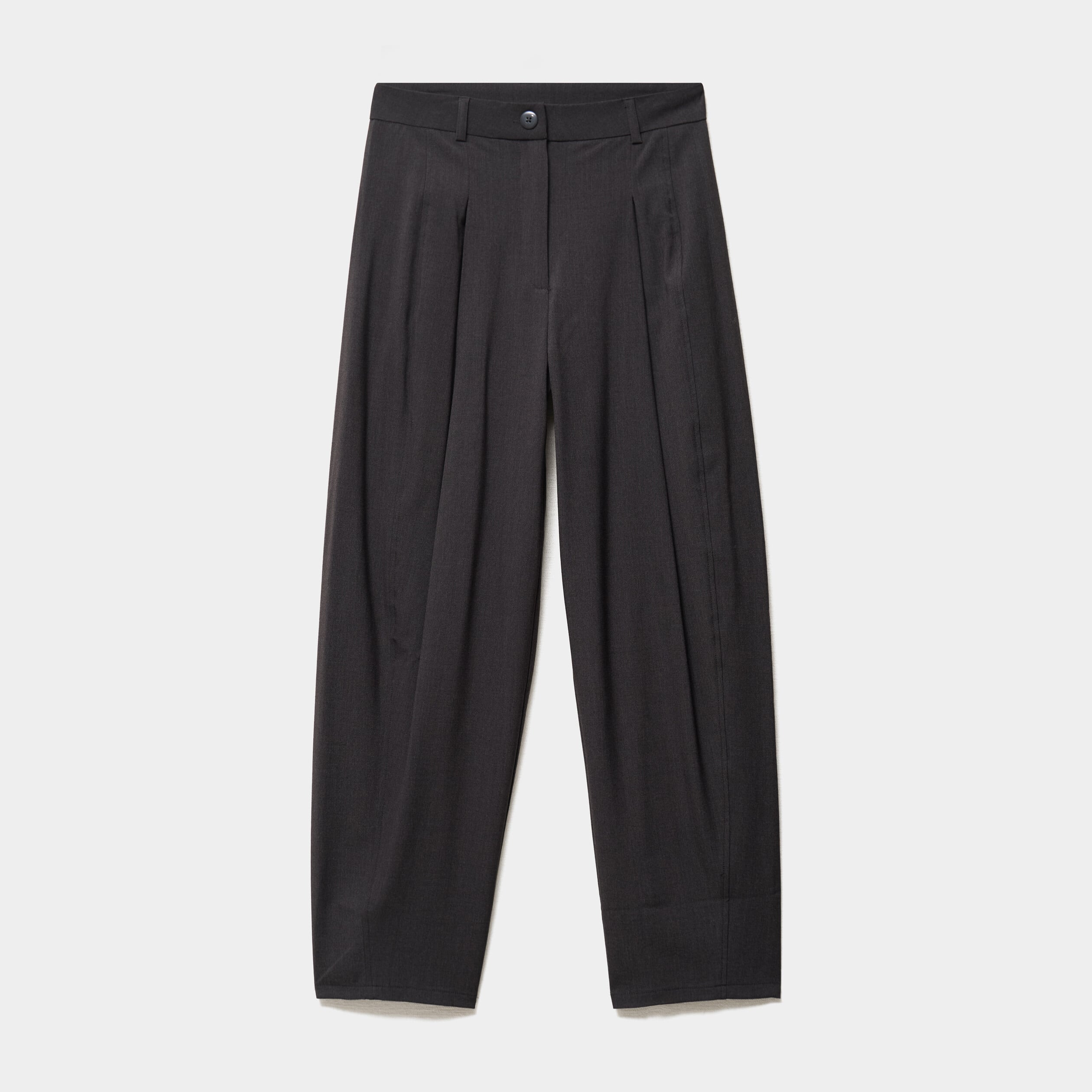 Pantalon ballon taille haute &agrave; pinces gris fonc&eacute; femme