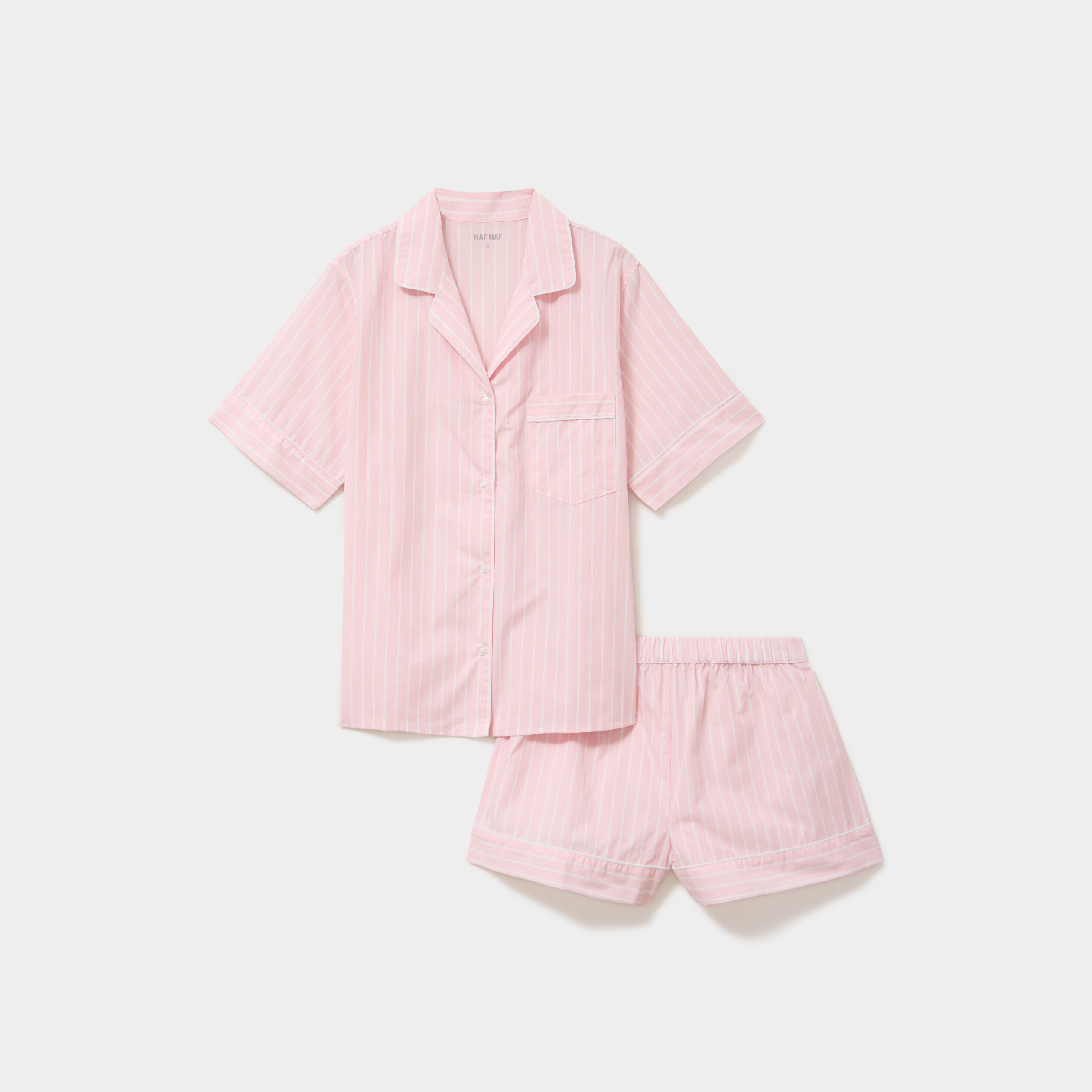 Ensemble pyjama chemise et short ecru femme