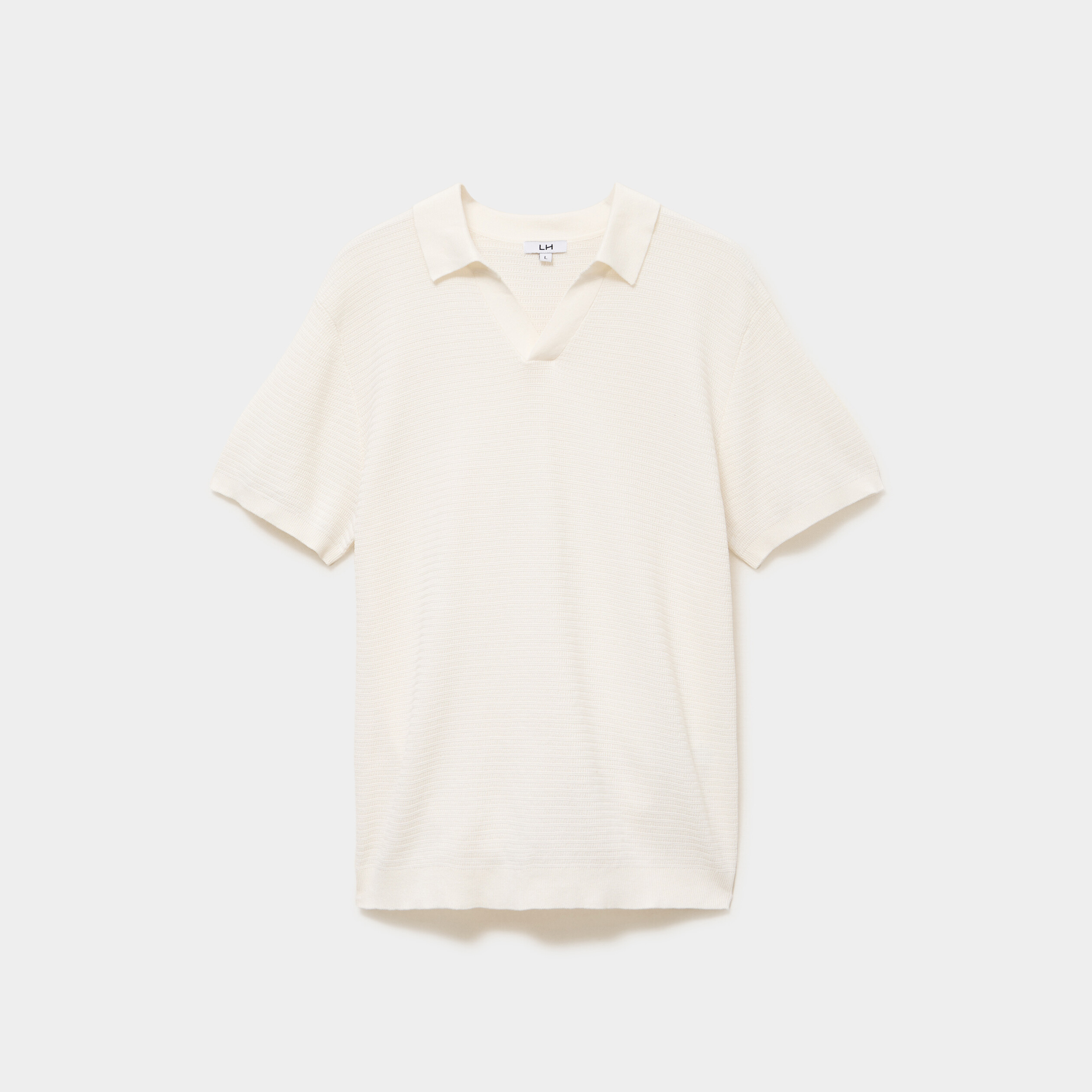 Polo manches courtes textur&eacute; coton blanc homme