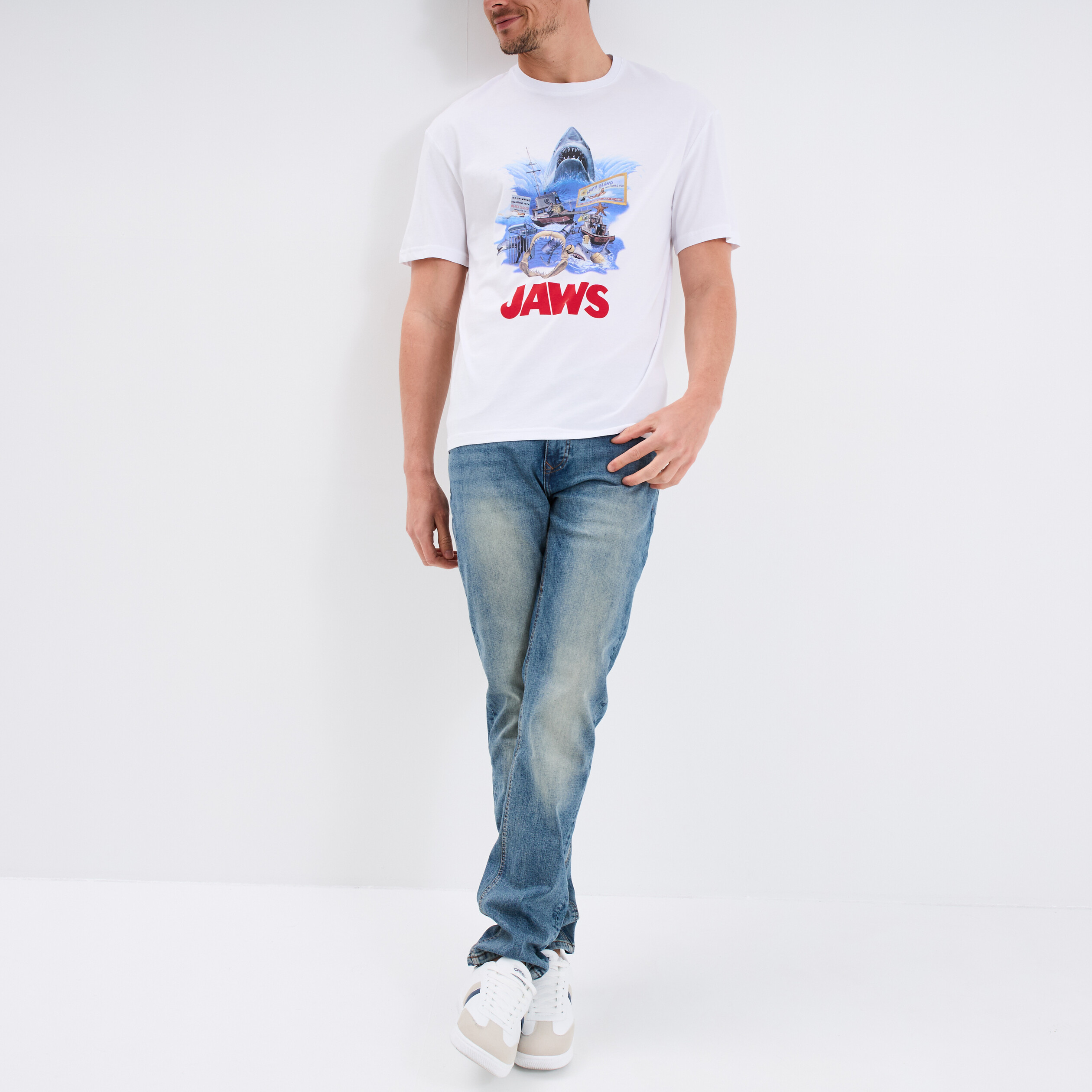 T-shirt coton Les Dents de la mer blanc homme