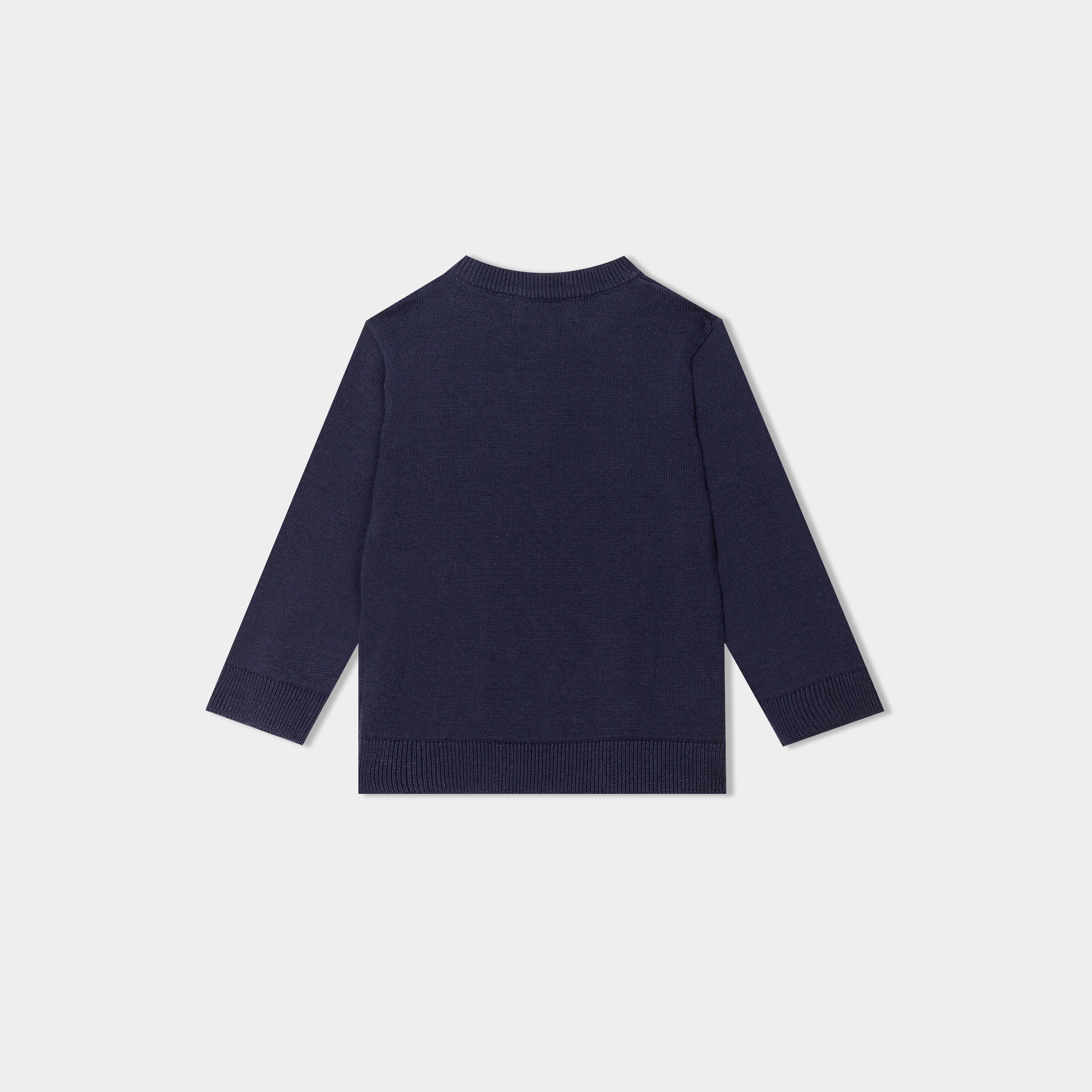 pull col rond manches longues coton bleu marine bebeg Pull col rond manches longues coton bleu marine bébé garçon