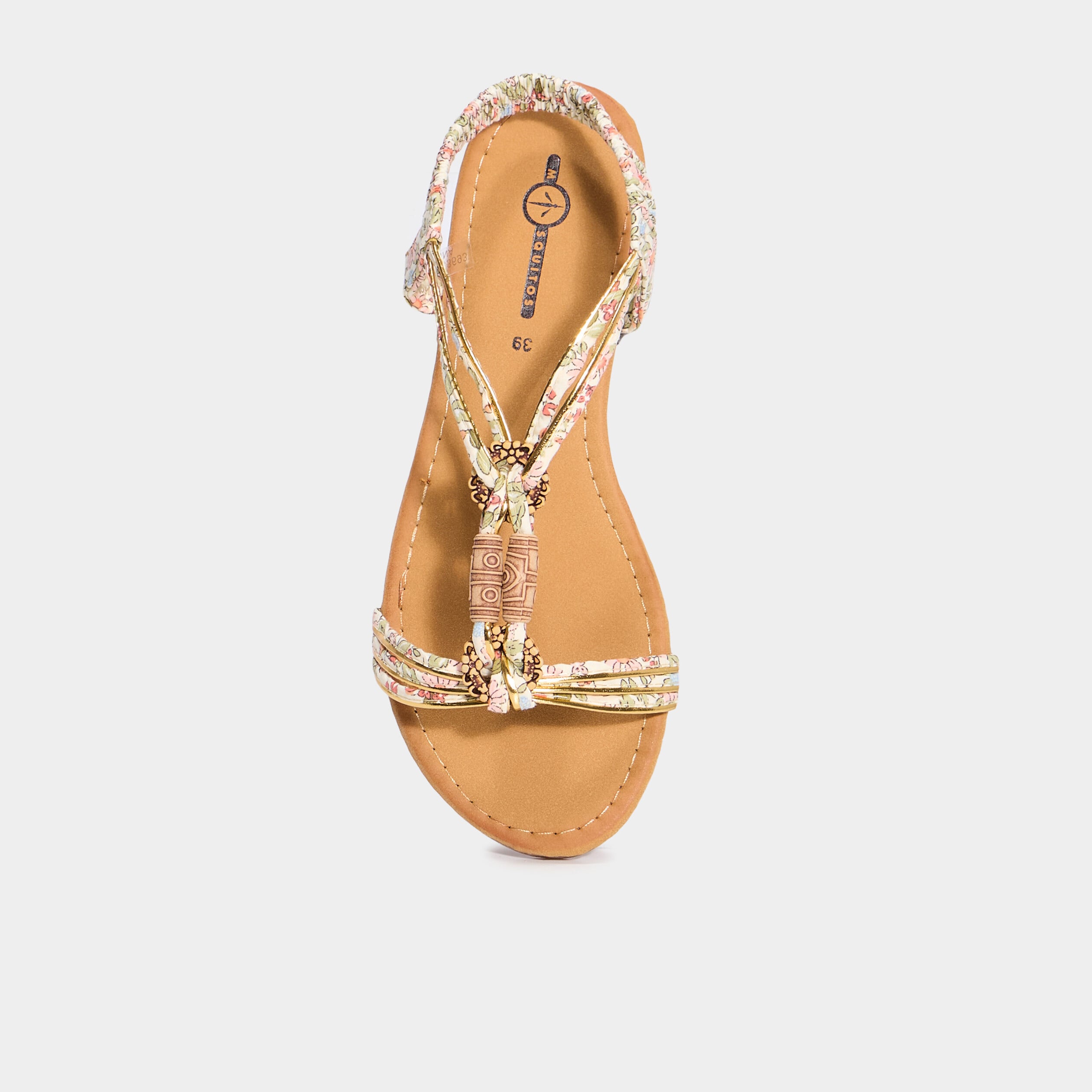 Sandales foulard bout rond &eacute;lastiqu&eacute;es blanc femme
