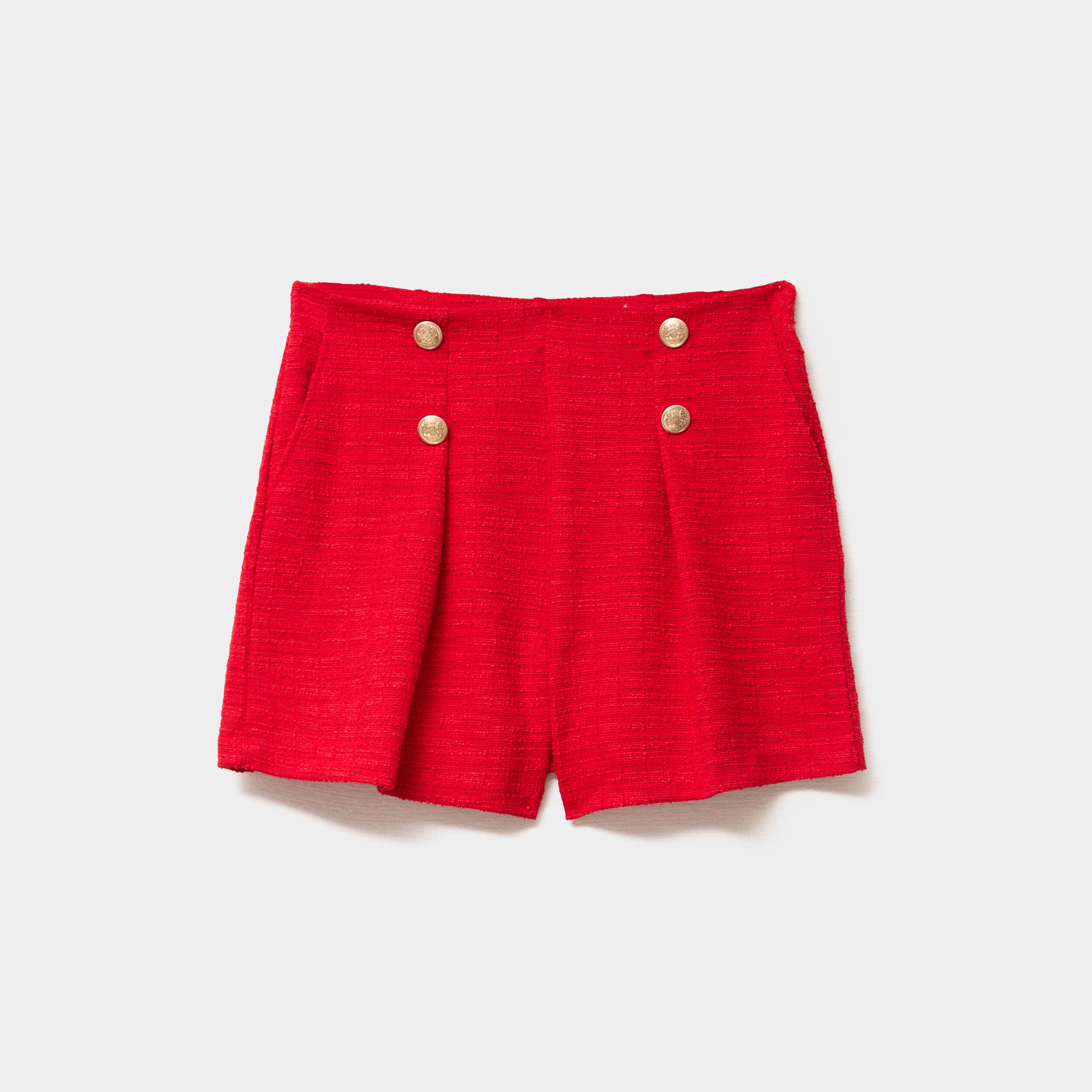 Short droit &agrave; pont rouge femme