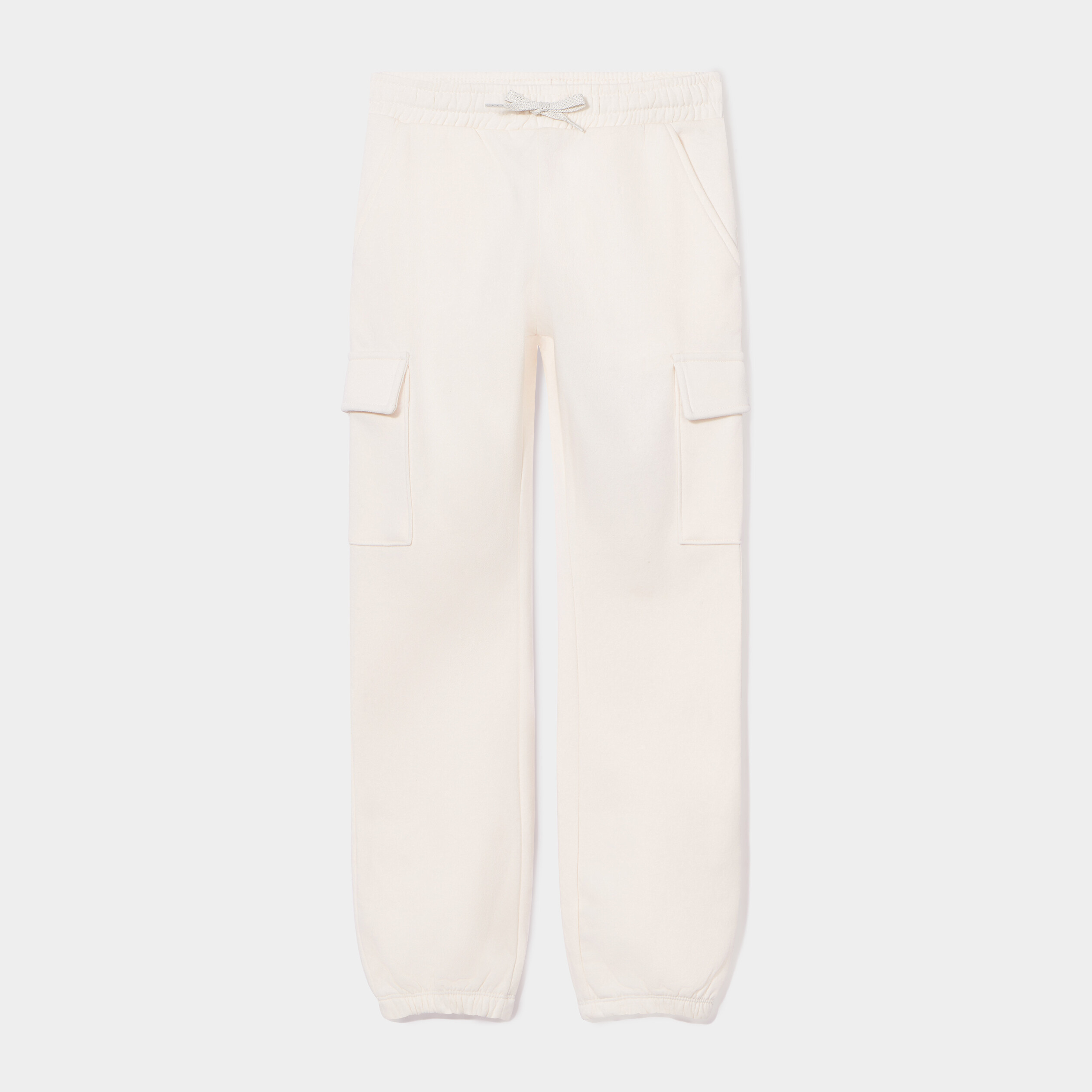 Pantalon de jogging cargo molletonn&eacute; ivoire fille