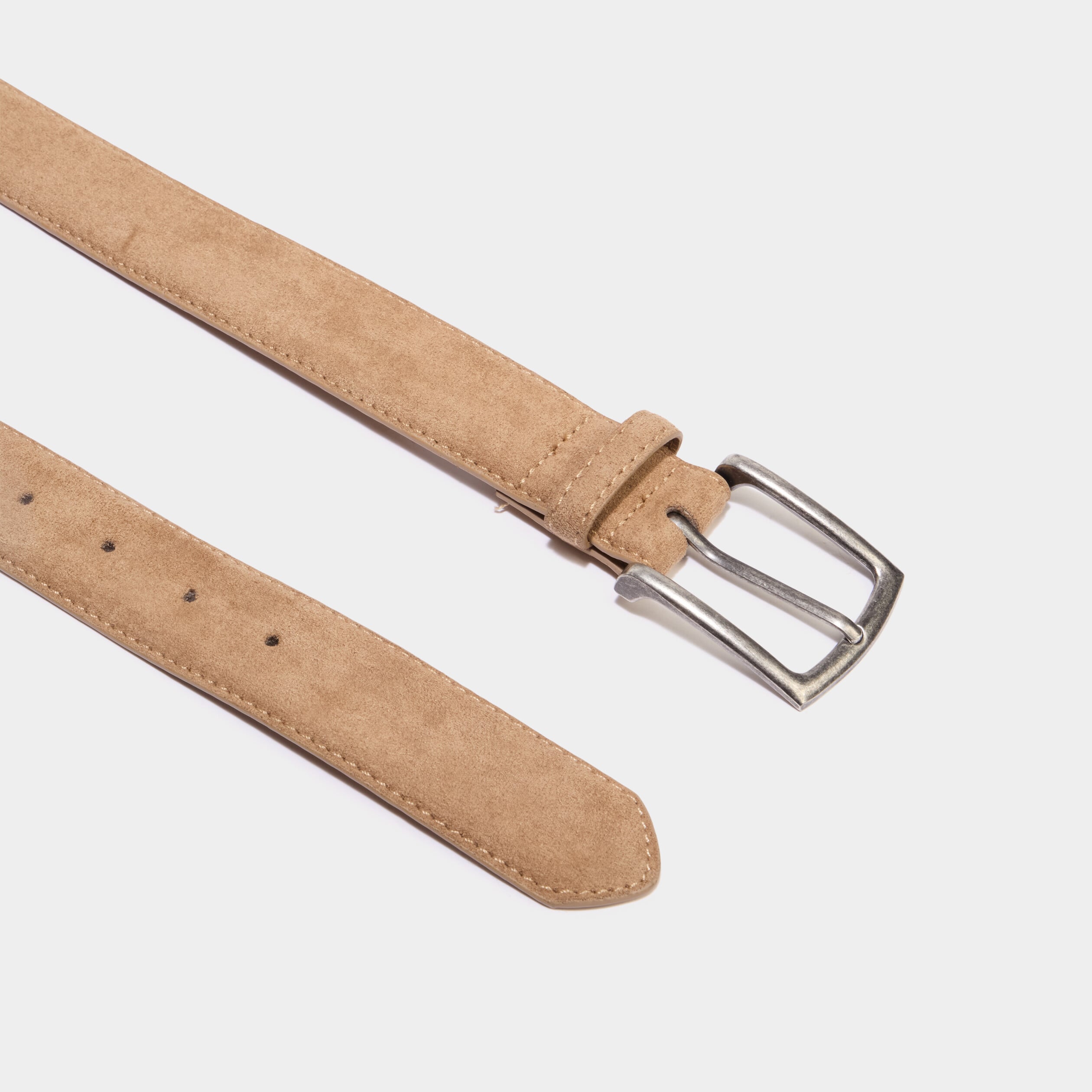Ceinture effet su&eacute;dine boucle rectangle sable homme