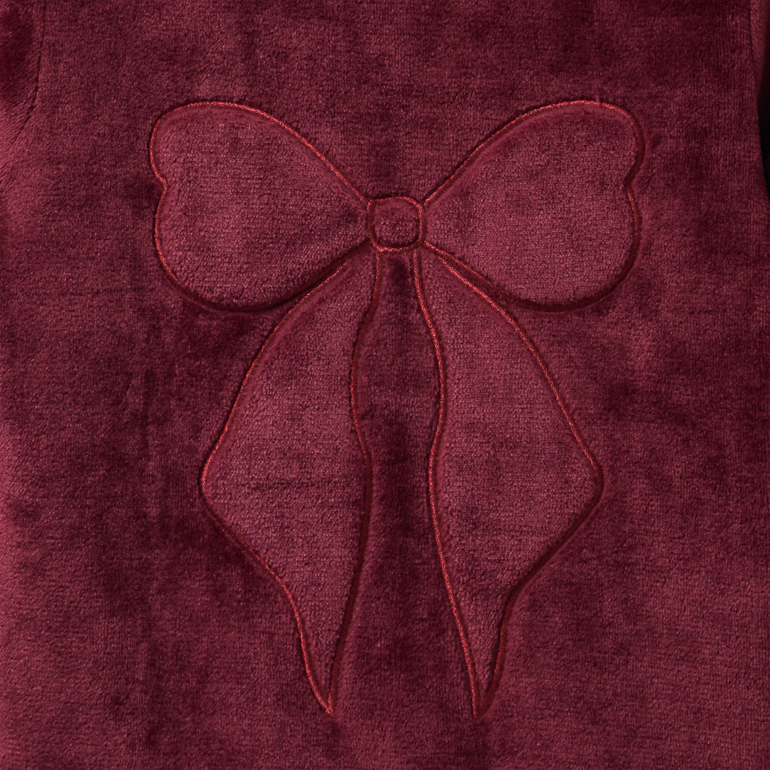 Sweat effet velours d&eacute;tails brod&eacute;s bordeaux fille