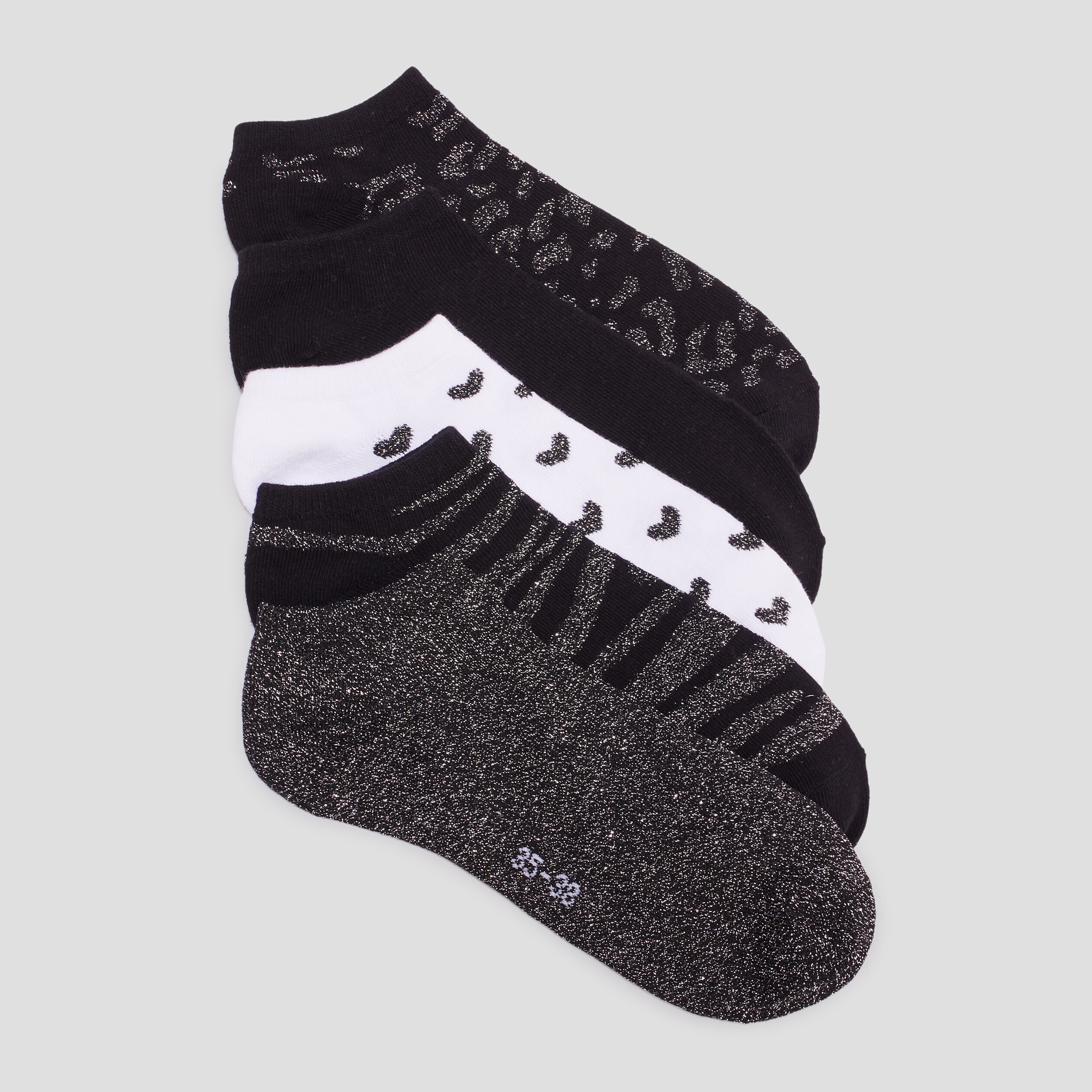lot 5 paires chaussettes fils metallises noir femme Lot 5 paires chaussettes fils métallisés noir femme