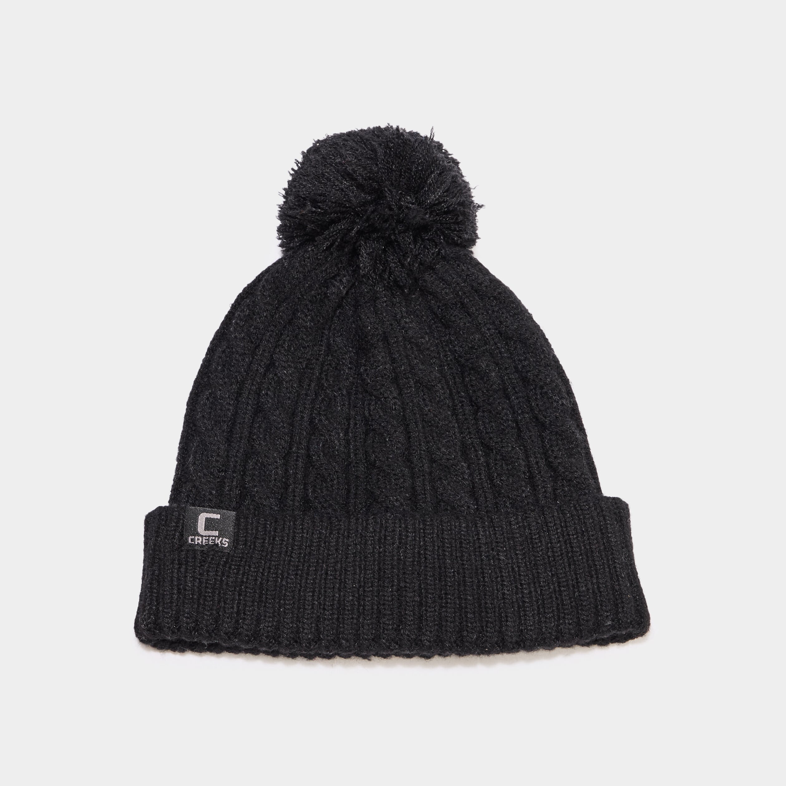 Bonnet &agrave; pompon et torsades noir mixte