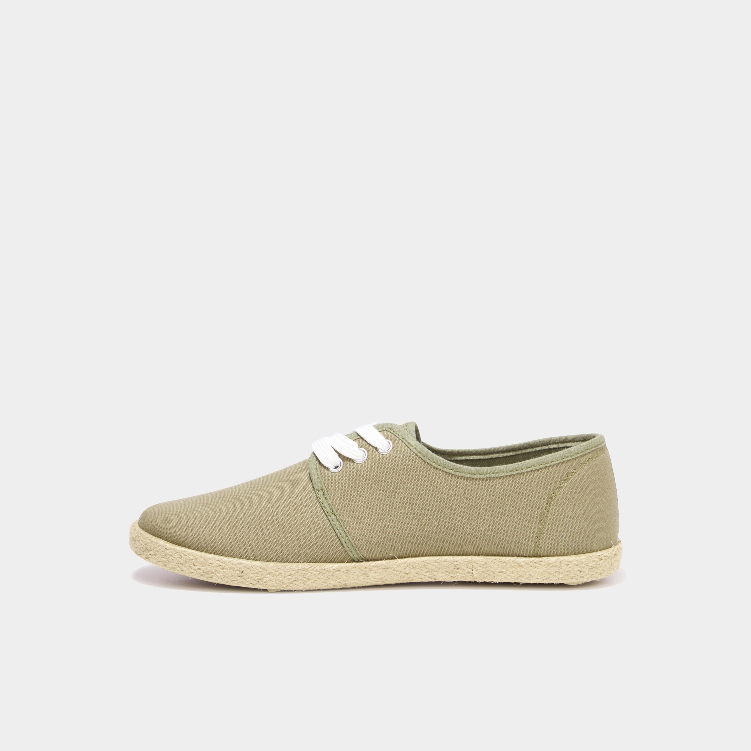 Derbies en toile &agrave; lacets vert kaki femme