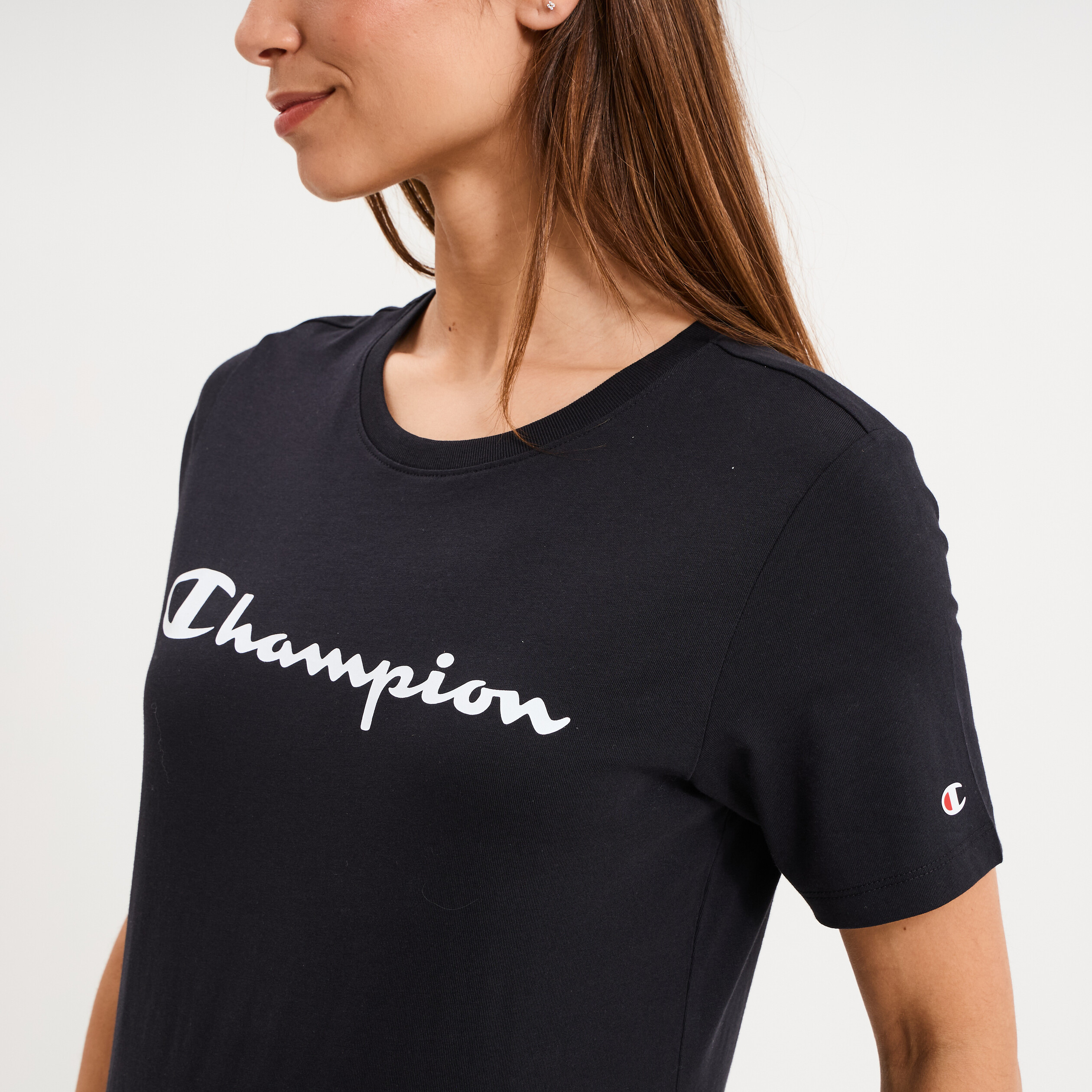 T-shirt manches courtes coton Champion noir femme