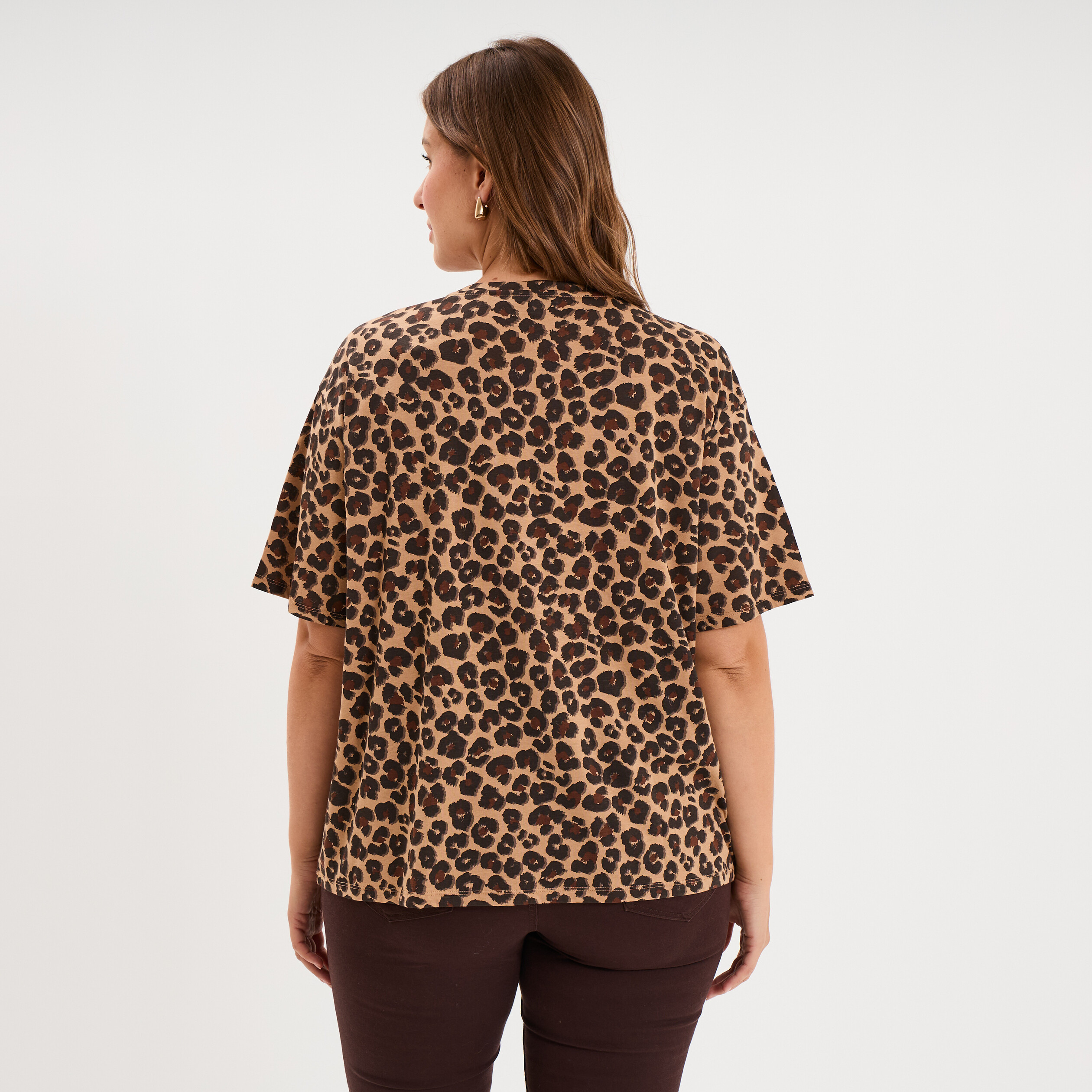 T-shirt col rond manches courtes coton ficelle femme grande taille
