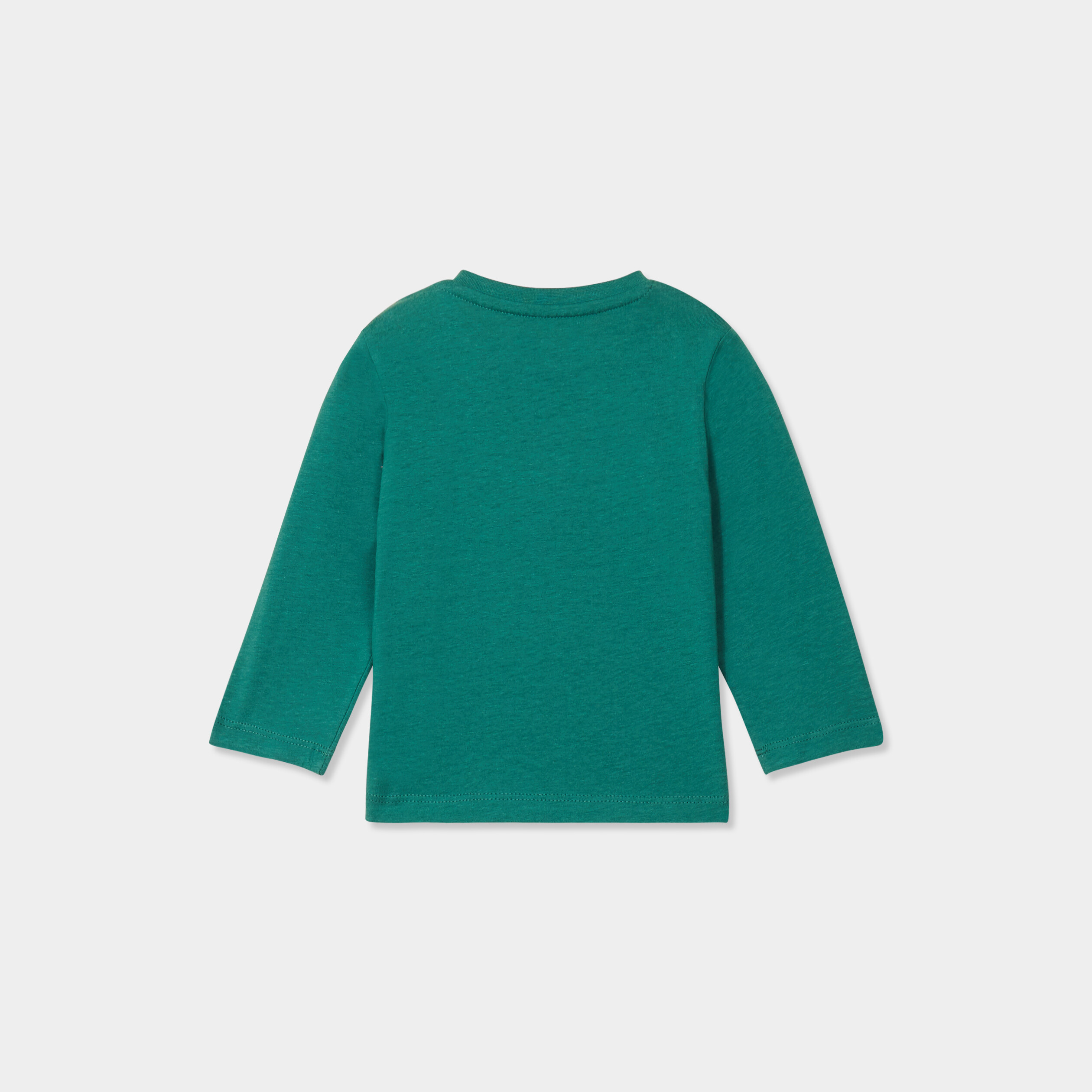 T-shirt No&euml;l coton manches longues vert b&eacute;b&eacute; gar&ccedil;on