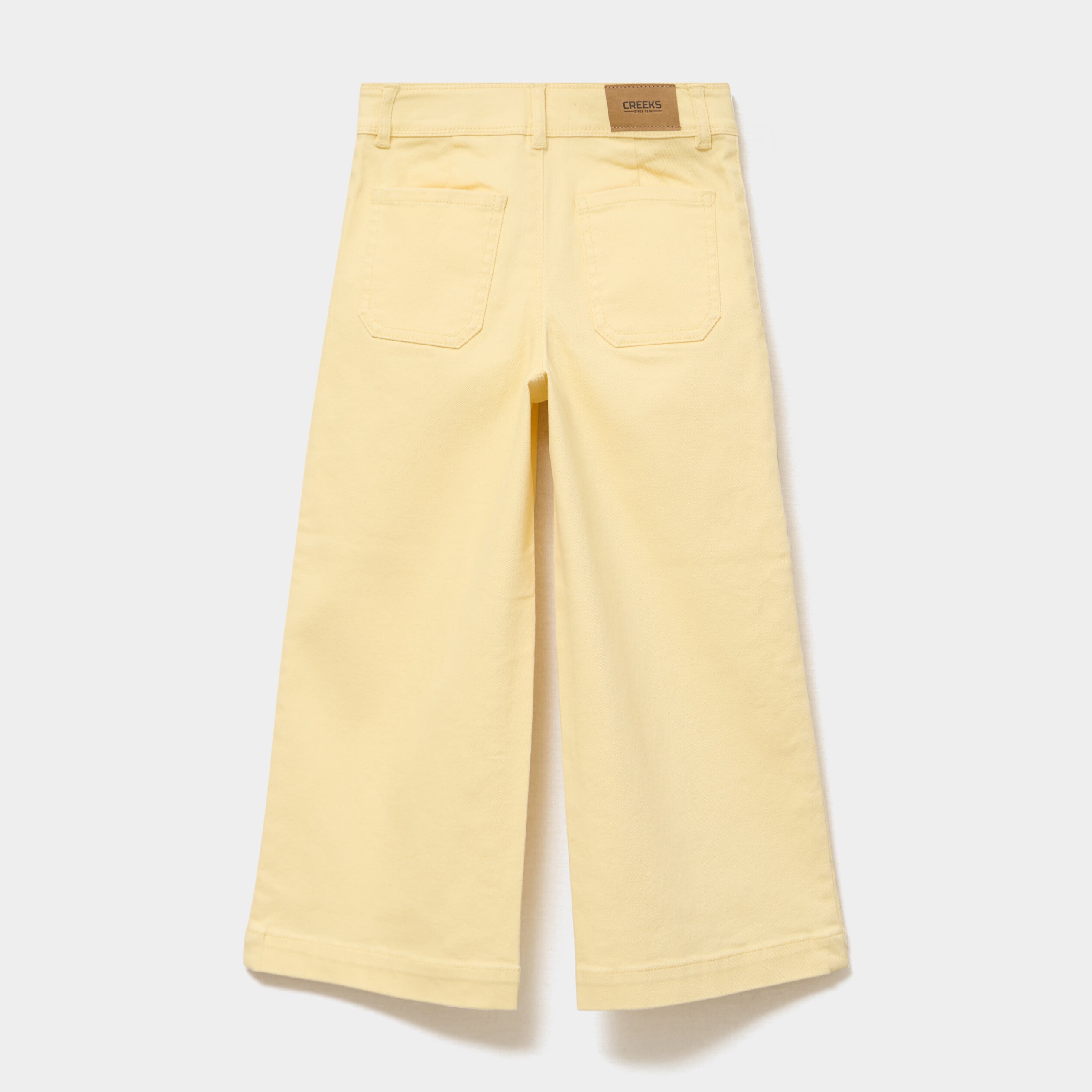 Pantalon large coton stretch jaune pastel fille