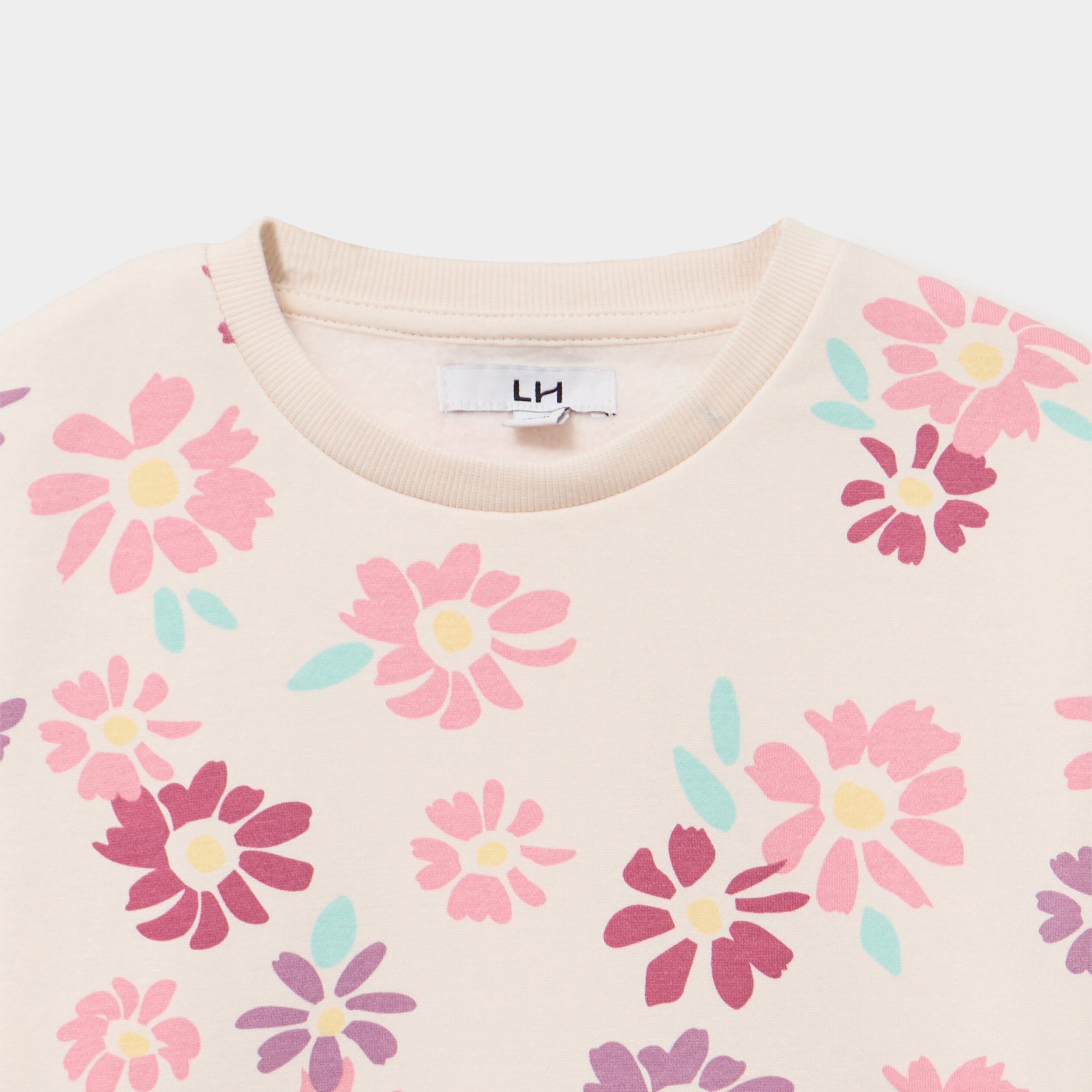 Sweat col rond manches longues beige fille