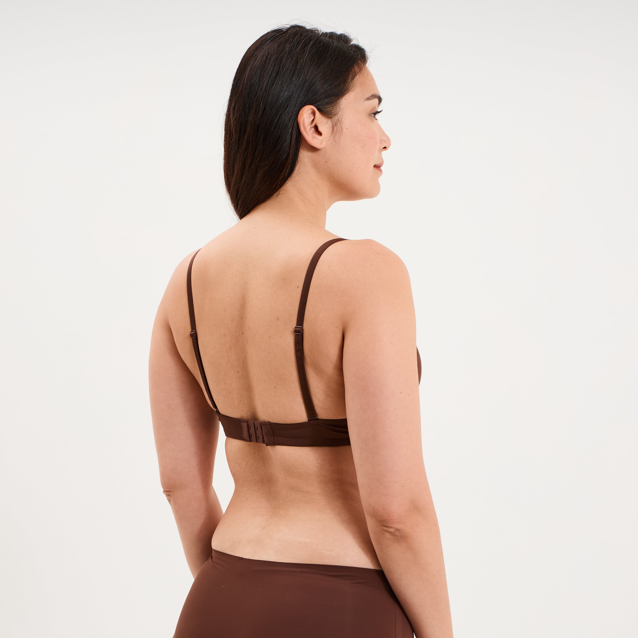 Soutien-gorge corbeille padd&eacute; microfibre marron femme