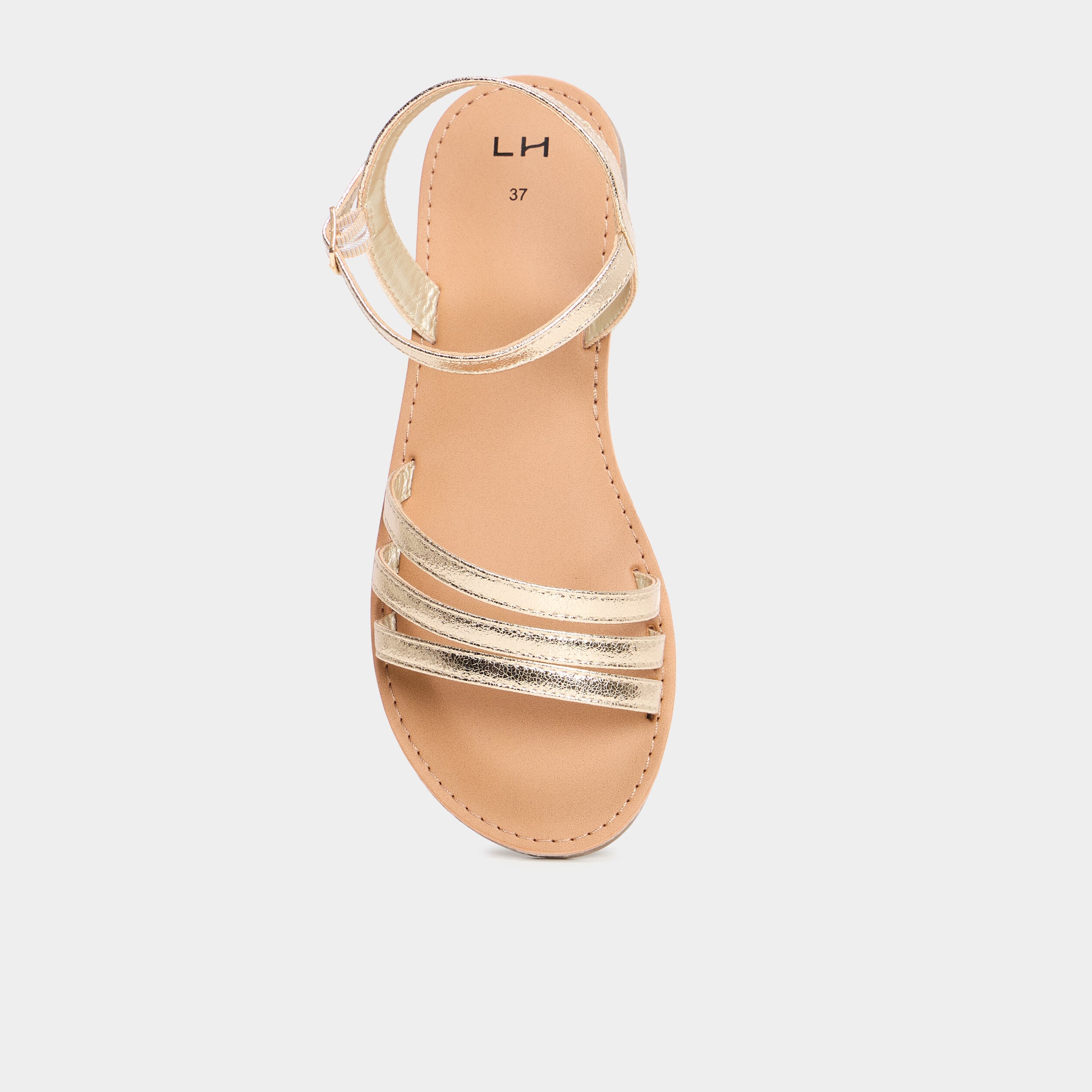 Sandales plates jaune or femme