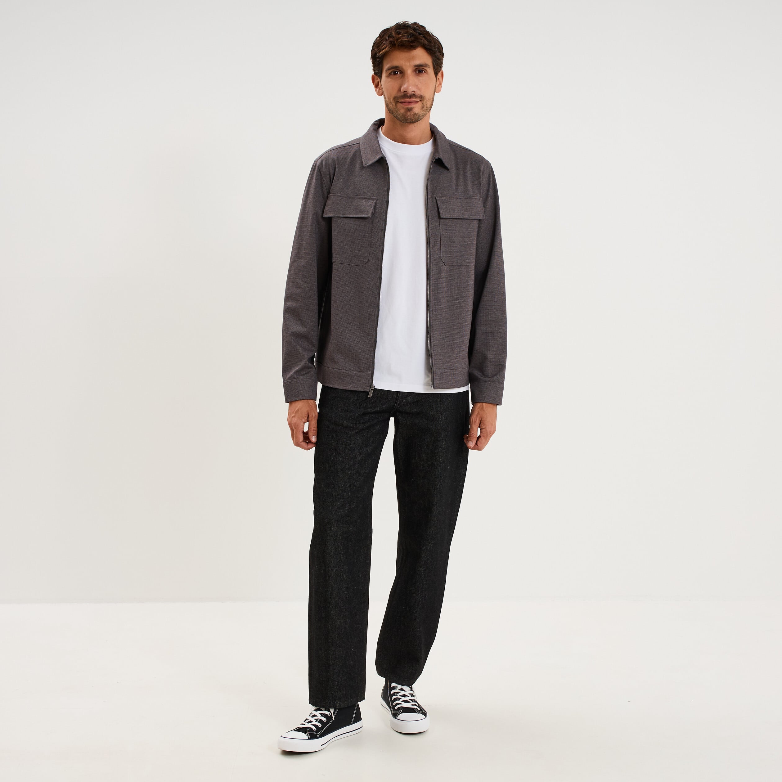 Surchemise zipp&eacute;e s&eacute;chage rapide gris homme