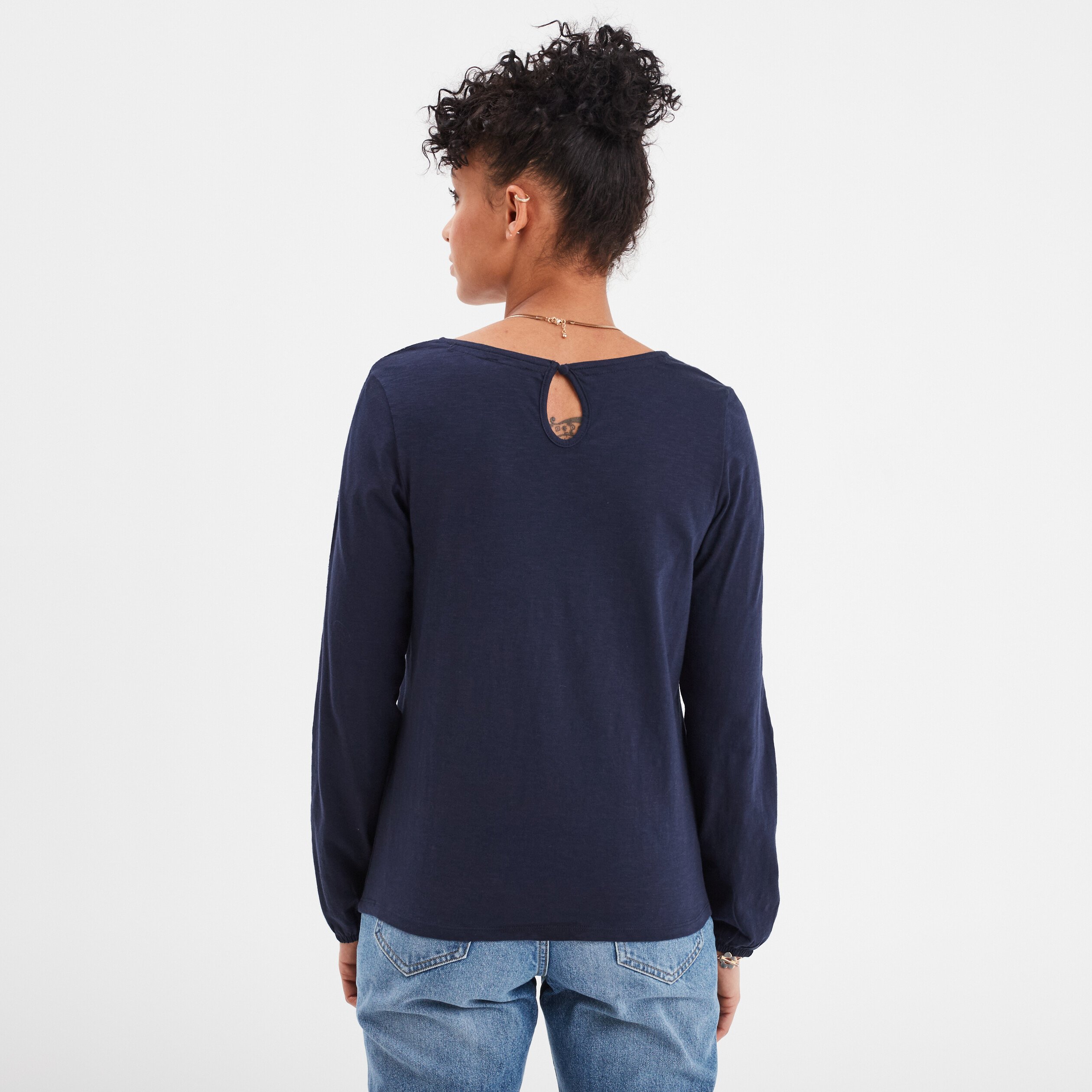t shirt details dentelle creeks bleu marine femme T-shirt détails dentelle Creeks bleu marine femme