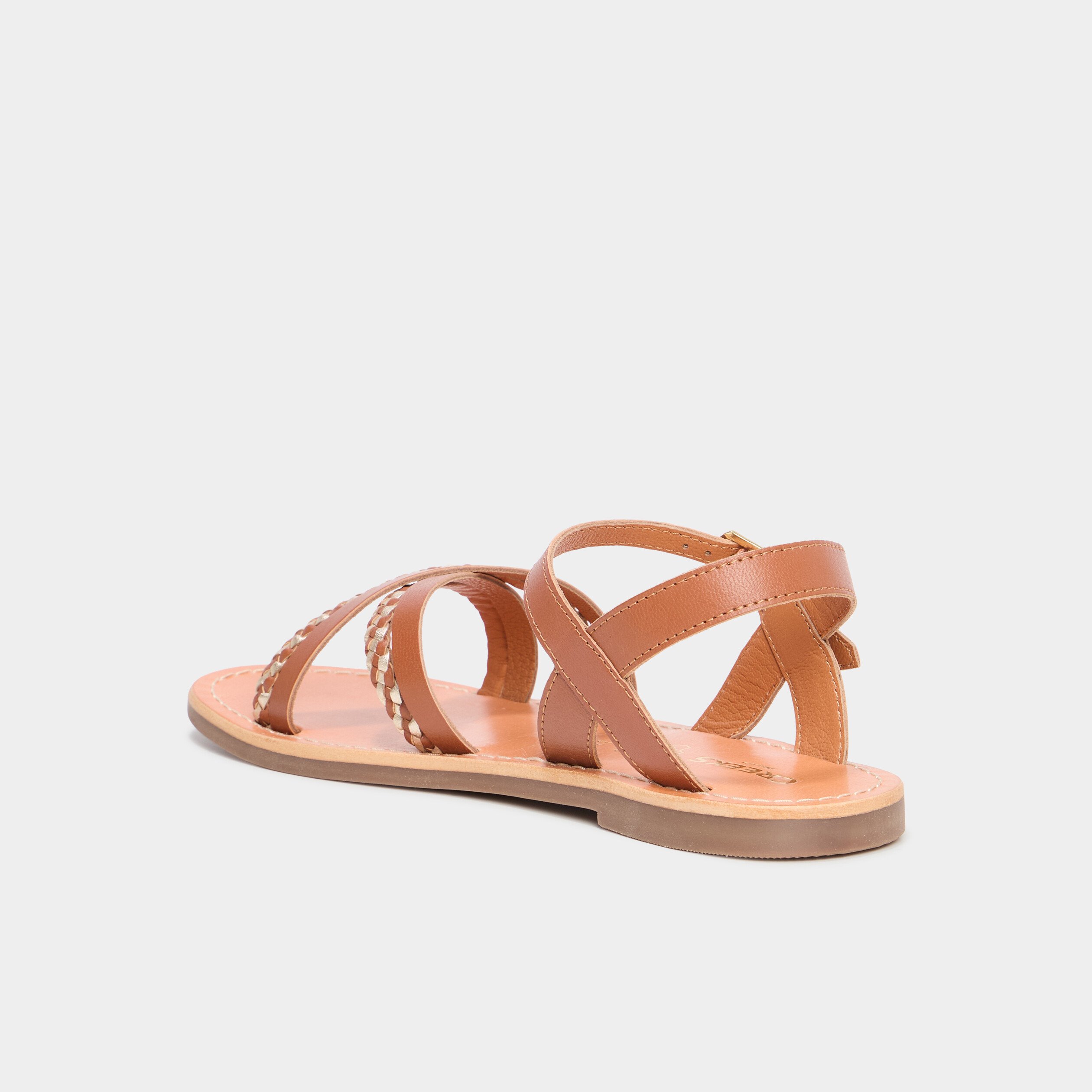 Sandales en cuir marron femme