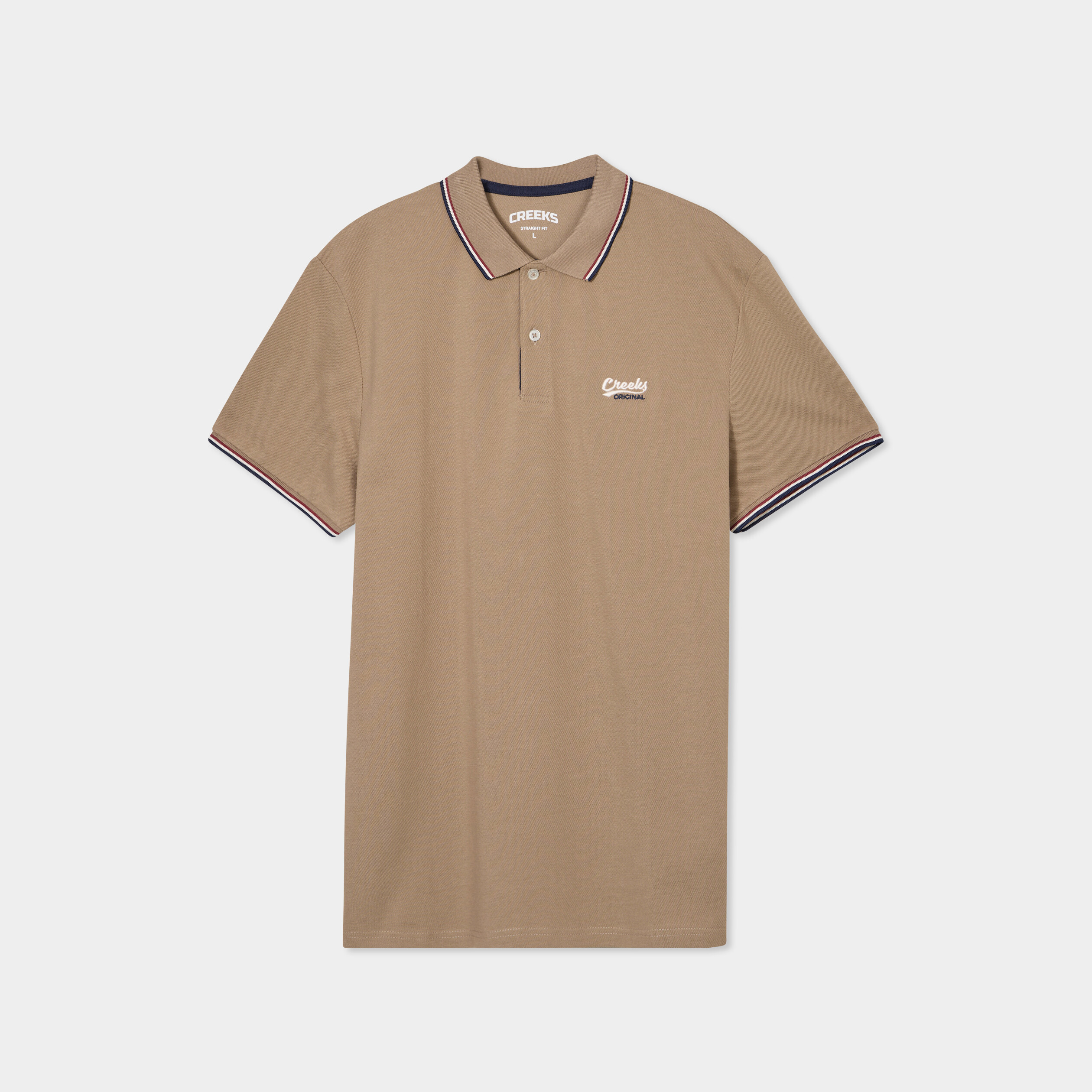 polo avec broderie poitrine coton creeks taupe homme Polo avec broderie poitrine coton Creeks taupe homme