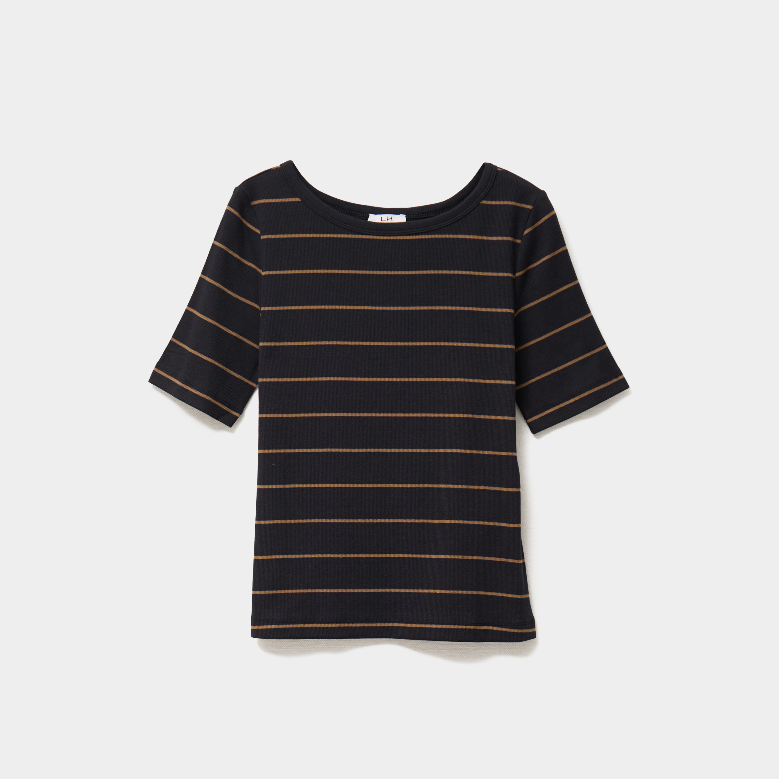 t shirt col rond manches courtes coton noir femme T-shirt col rond manches courtes coton noir femme
