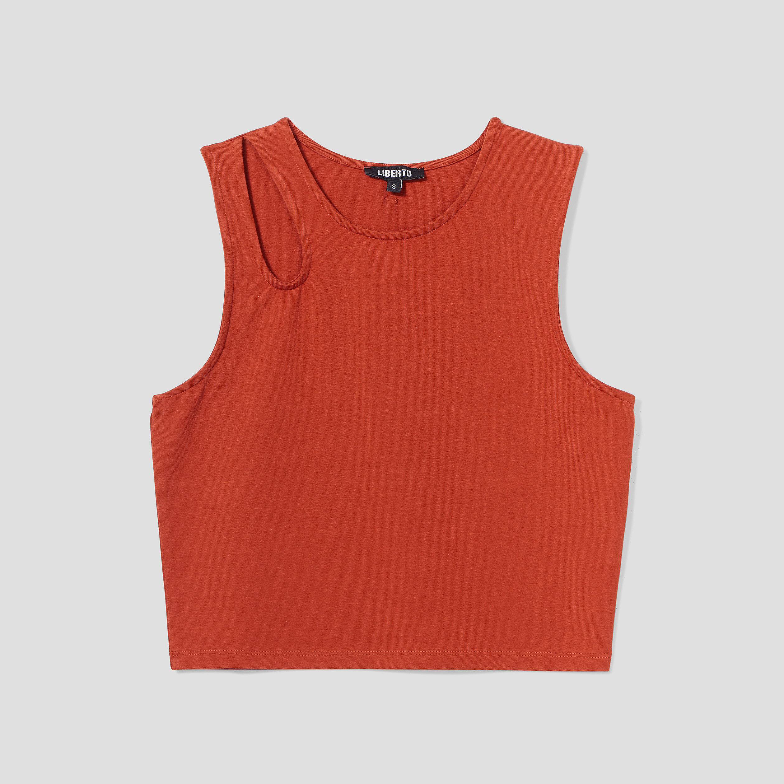 Débardeur cropped ajusté avec ouverture orange foncé femme