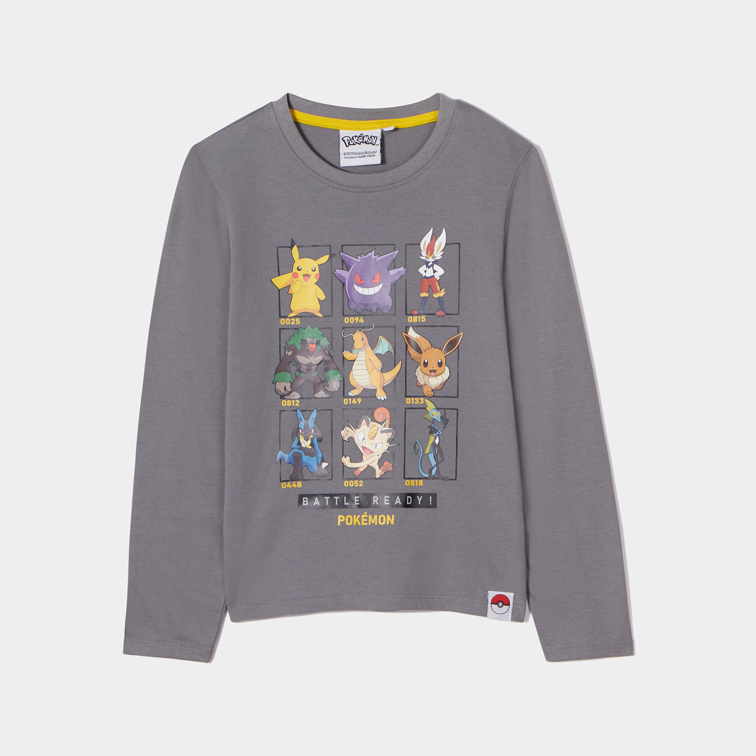 t shirt coton manches longues pokemon gris garcon T-shirt coton manches longues Pokémon gris garçon