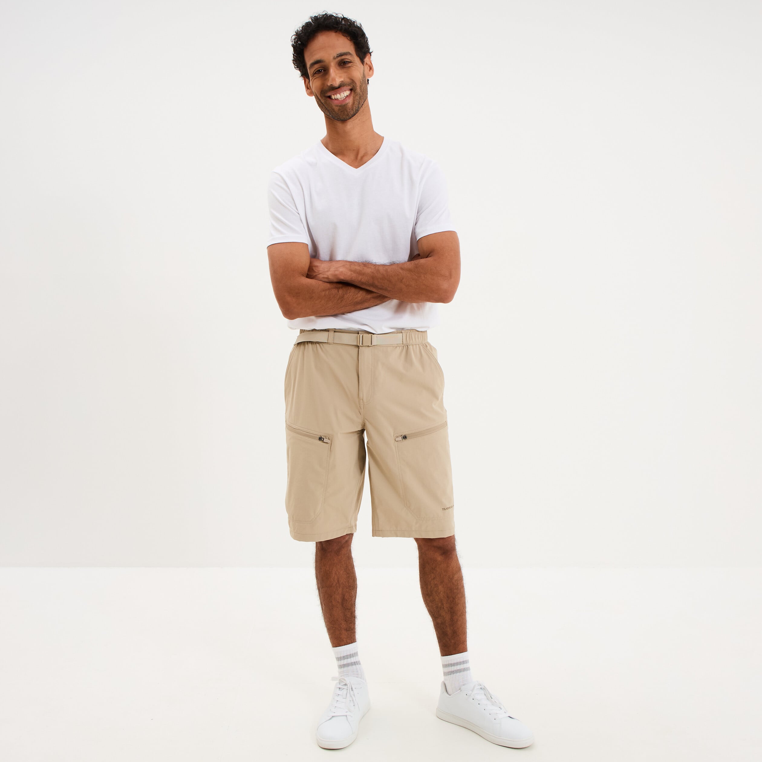 Short de randonn&eacute;e respirant beige homme