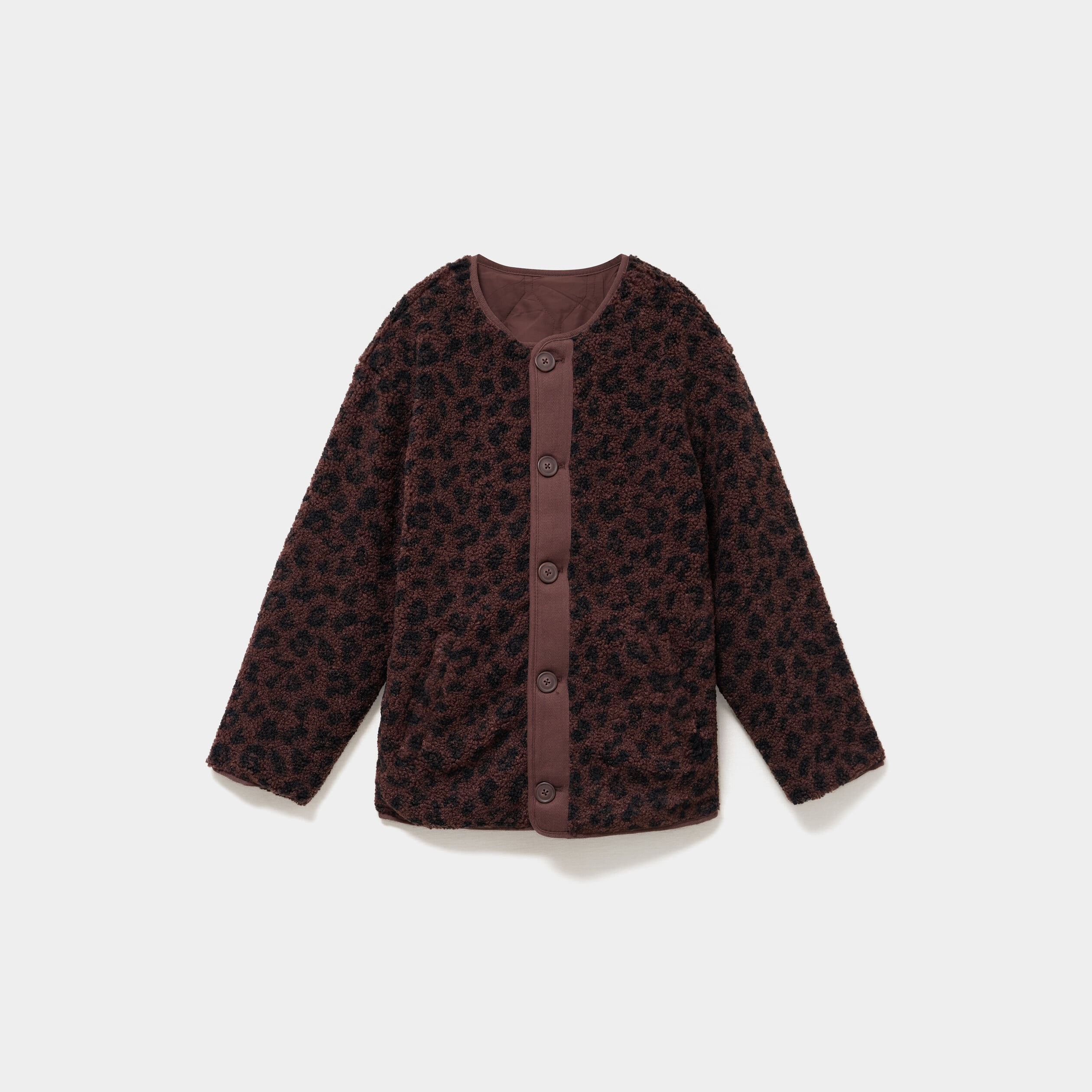 Veste polaire r&eacute;versible et matelass&eacute;e marron fonc&eacute; femme