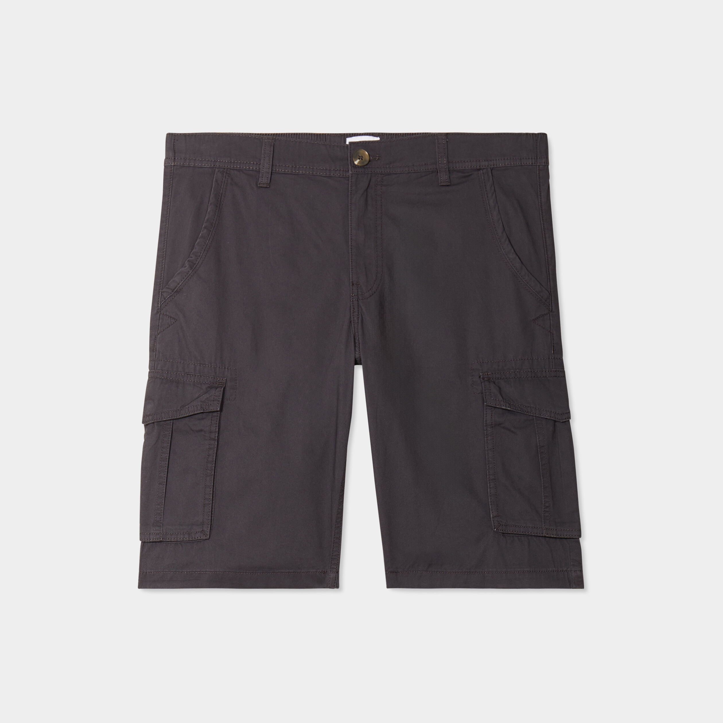 Bermuda short cargo poches &agrave; rabat coton gris fonc&eacute; homme