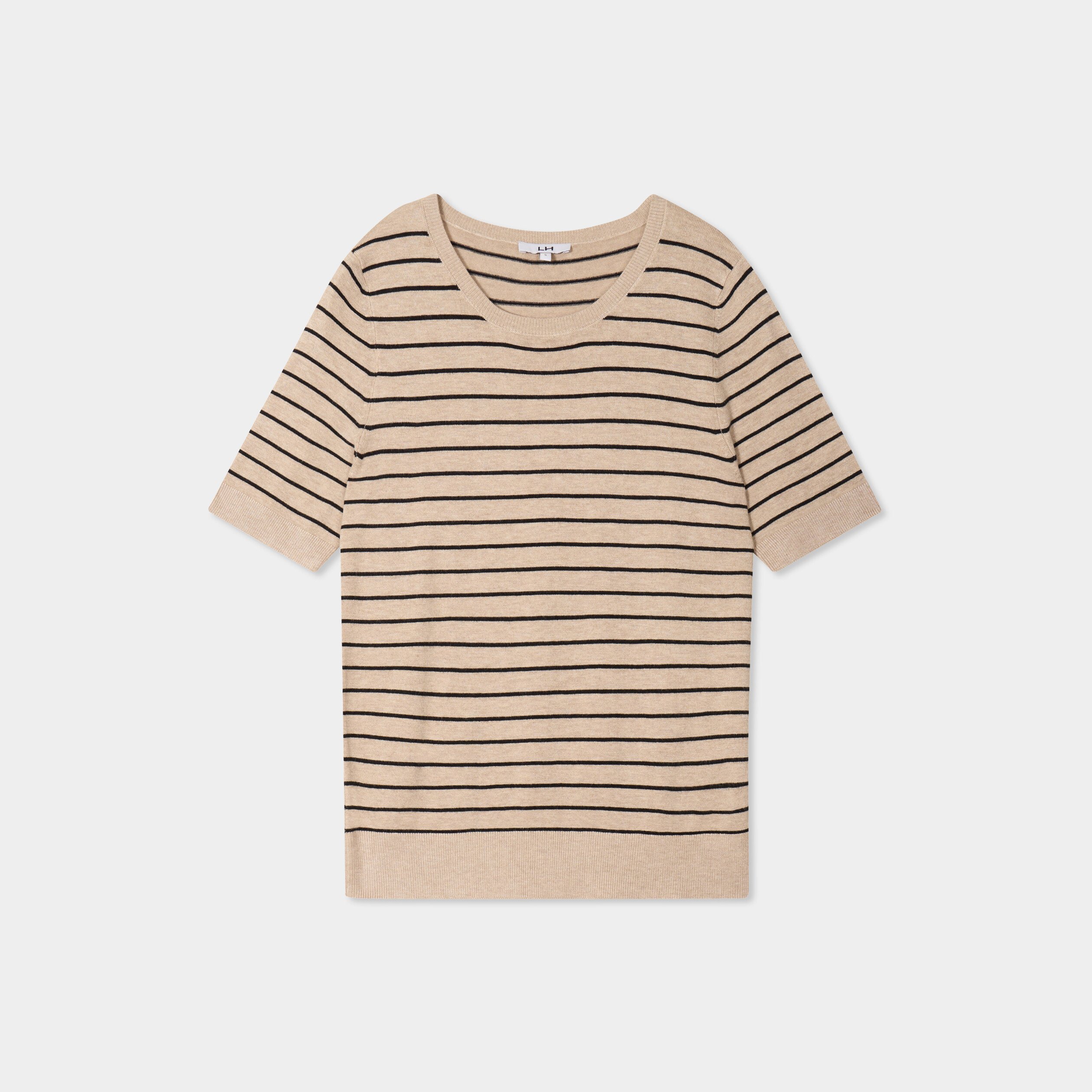 pull manches courtes col rond beige femme Pull manches courtes col rond beige femme