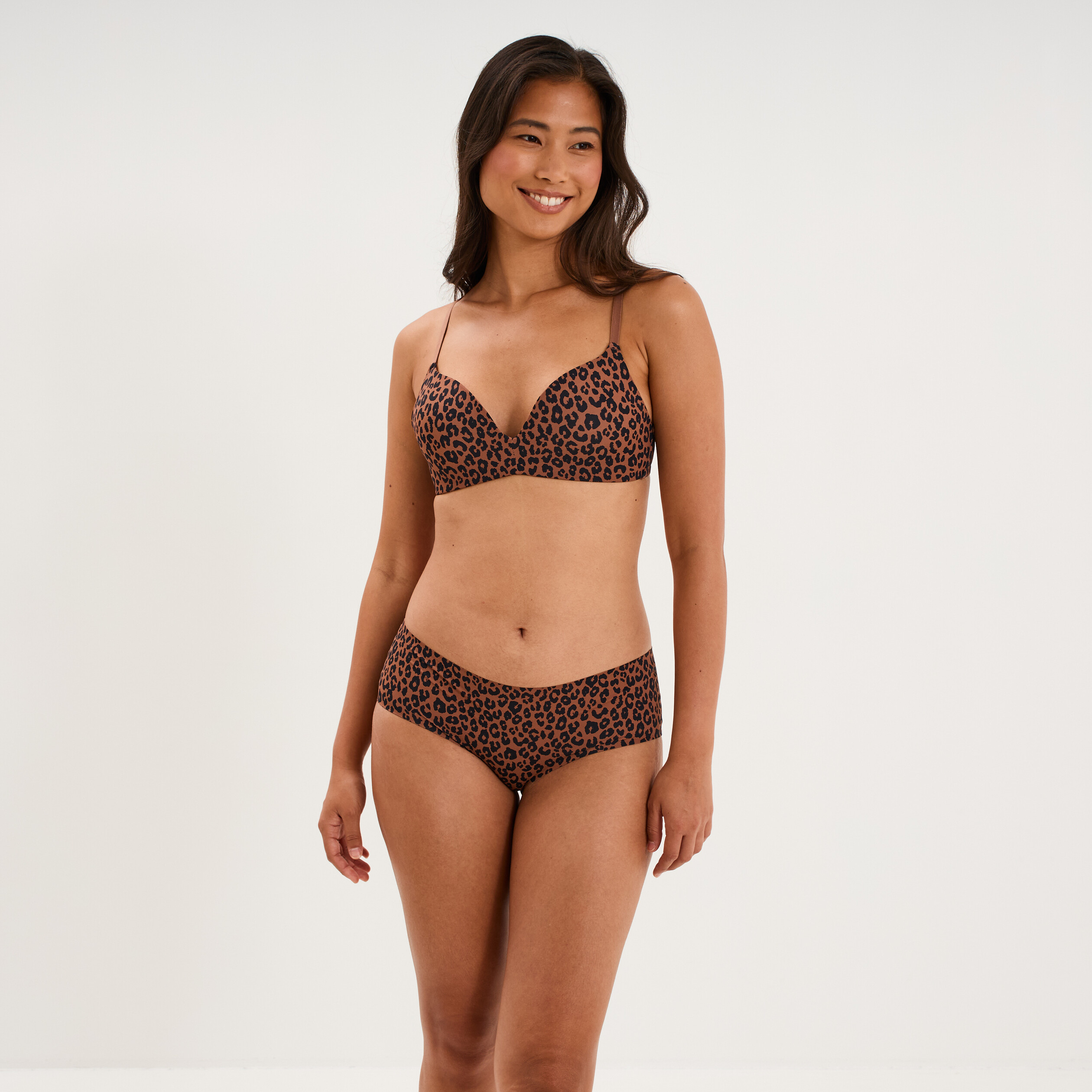 Soutien-gorge triangle bretelles fines marron femme