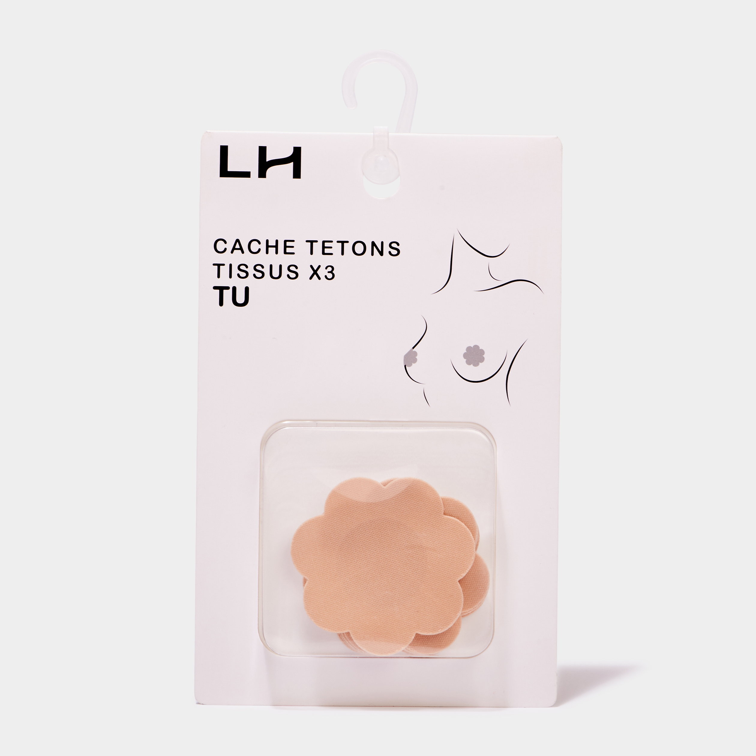 Lot 3 paires cache-t&eacute;tons tissus beige femme