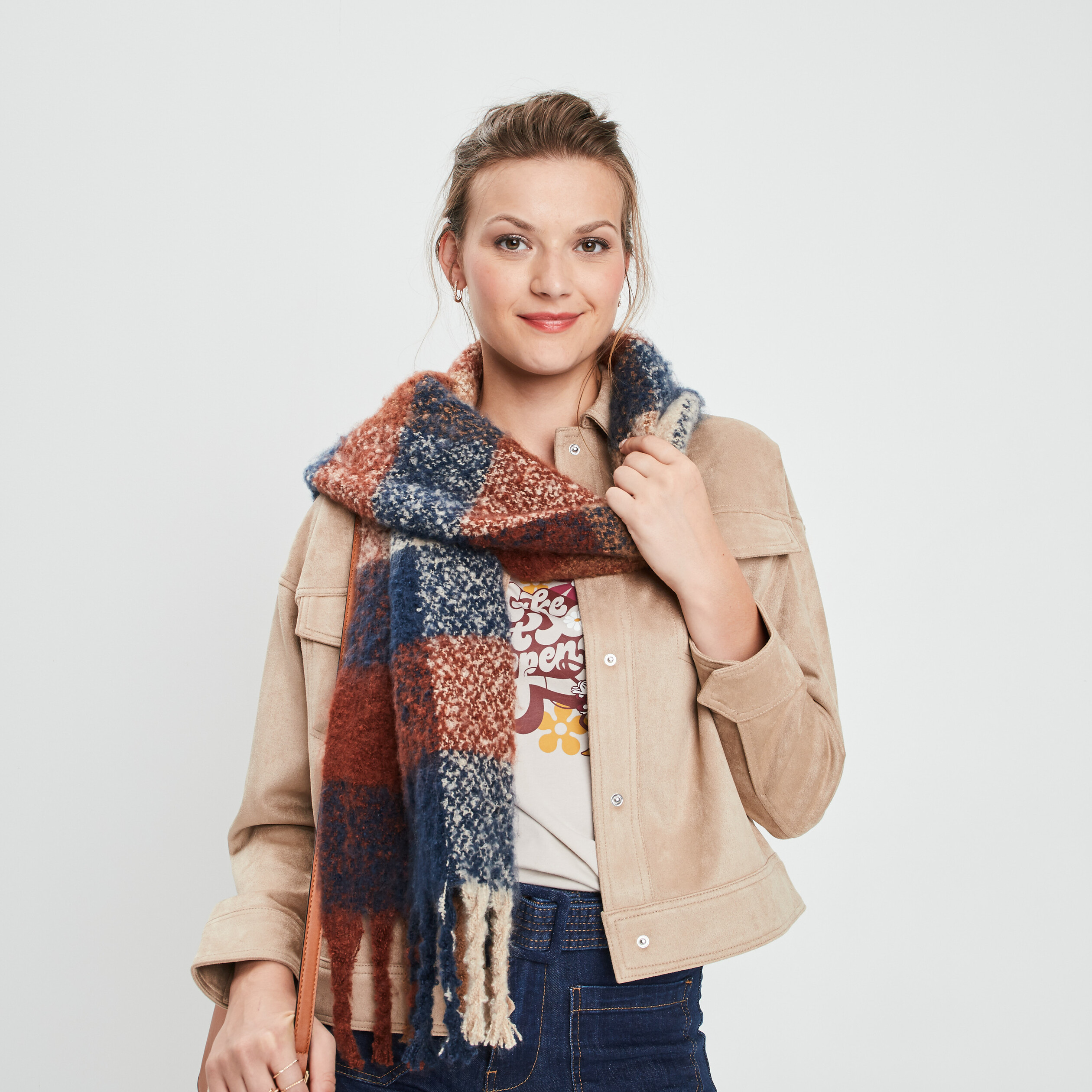 Écharpe à franges multicolore femme
