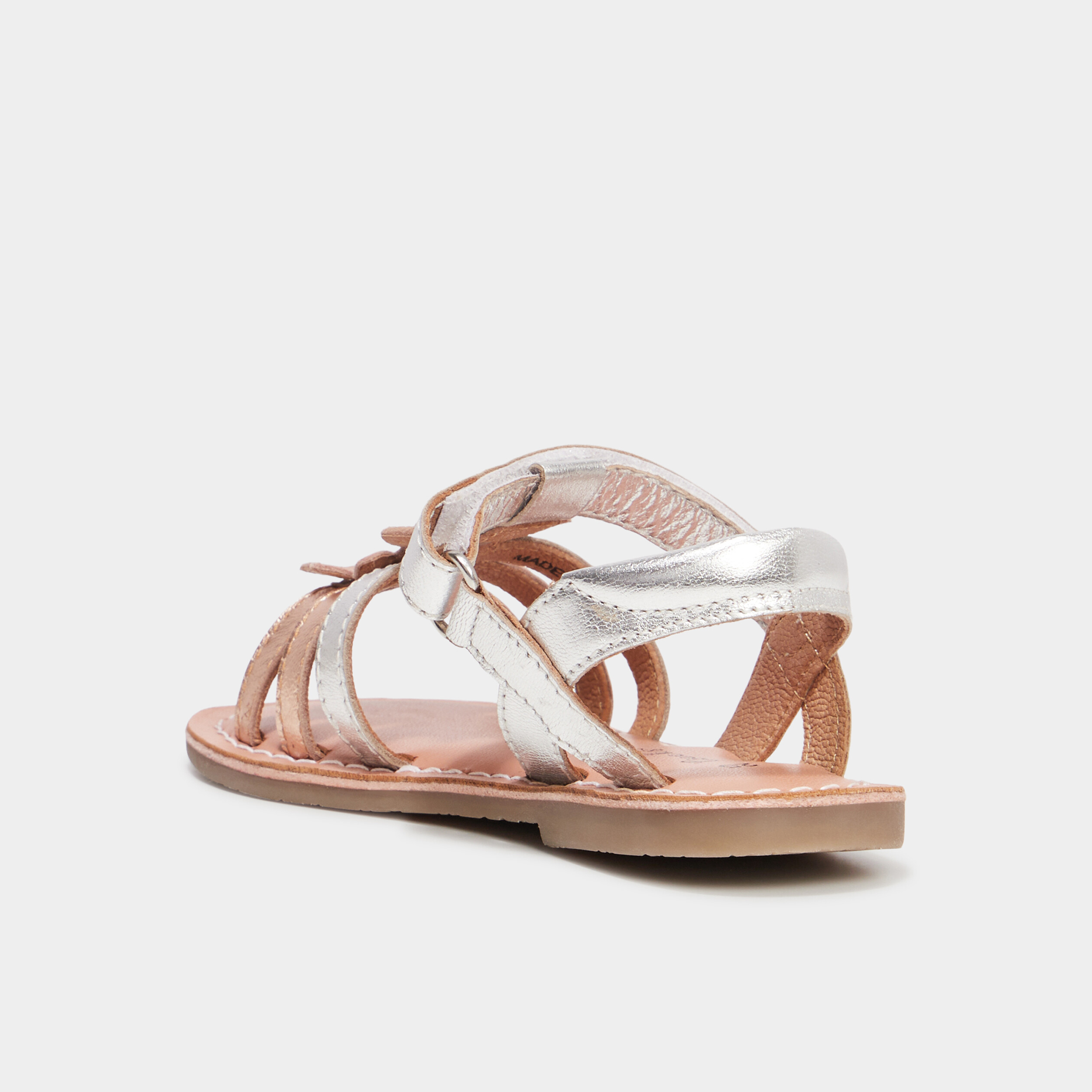 sandales fleurs en cuir creeks gris argent fille Sandales fleurs en cuir Creeks gris argent fille