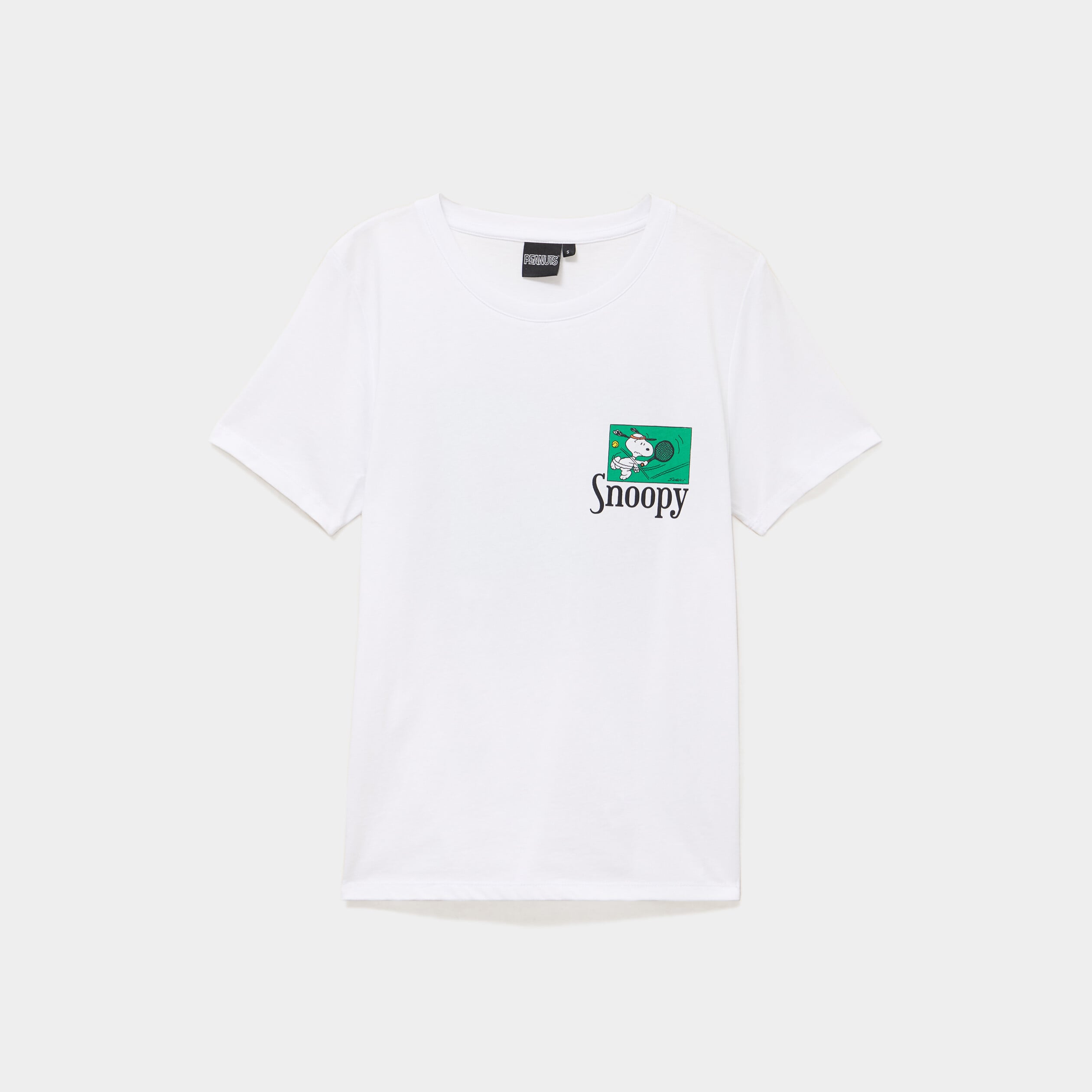T-shirt manches courtes coton Snoopy blanc femme